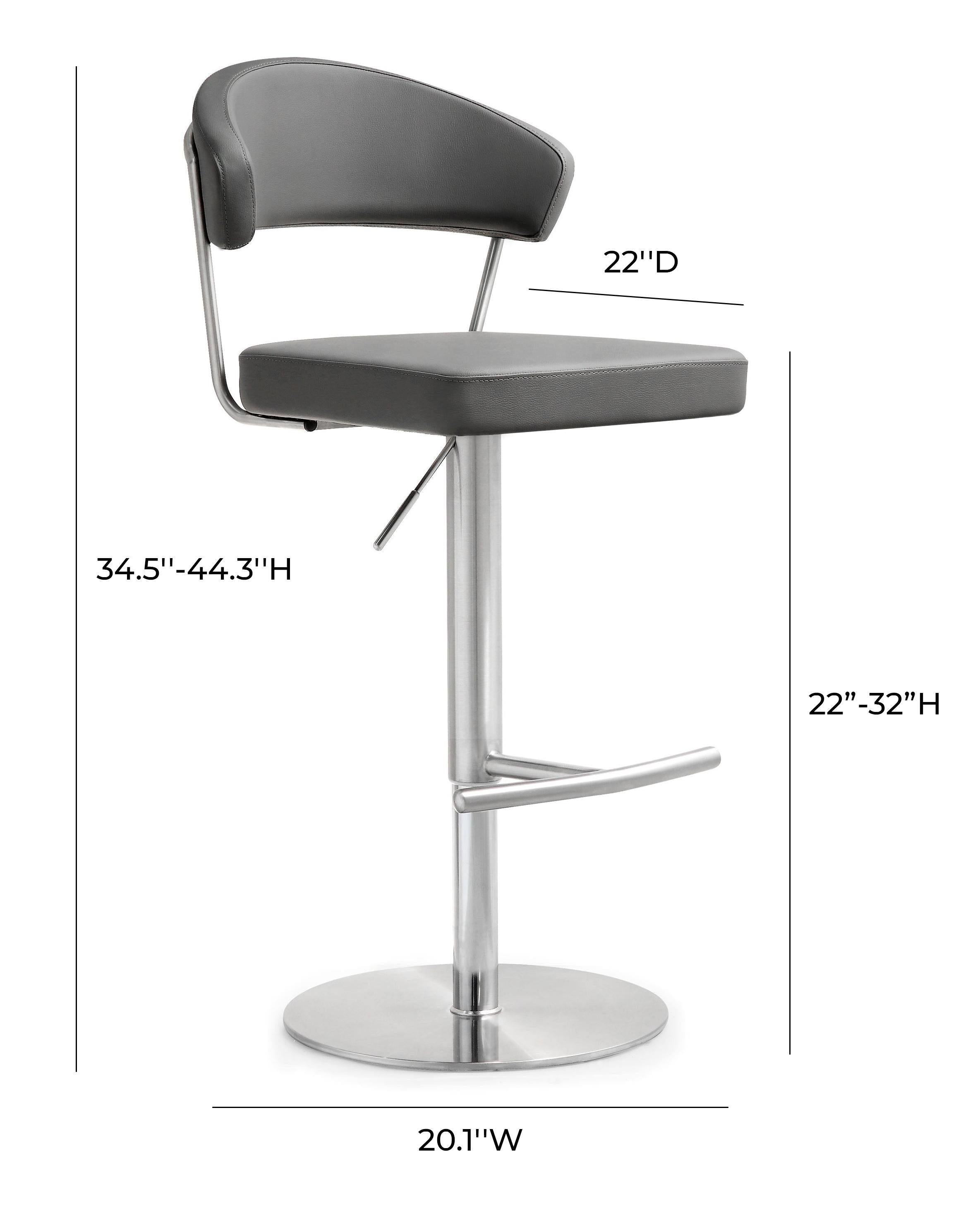 Cosmo Grey Performance Vegan Leather and Stainless Steel Barstool