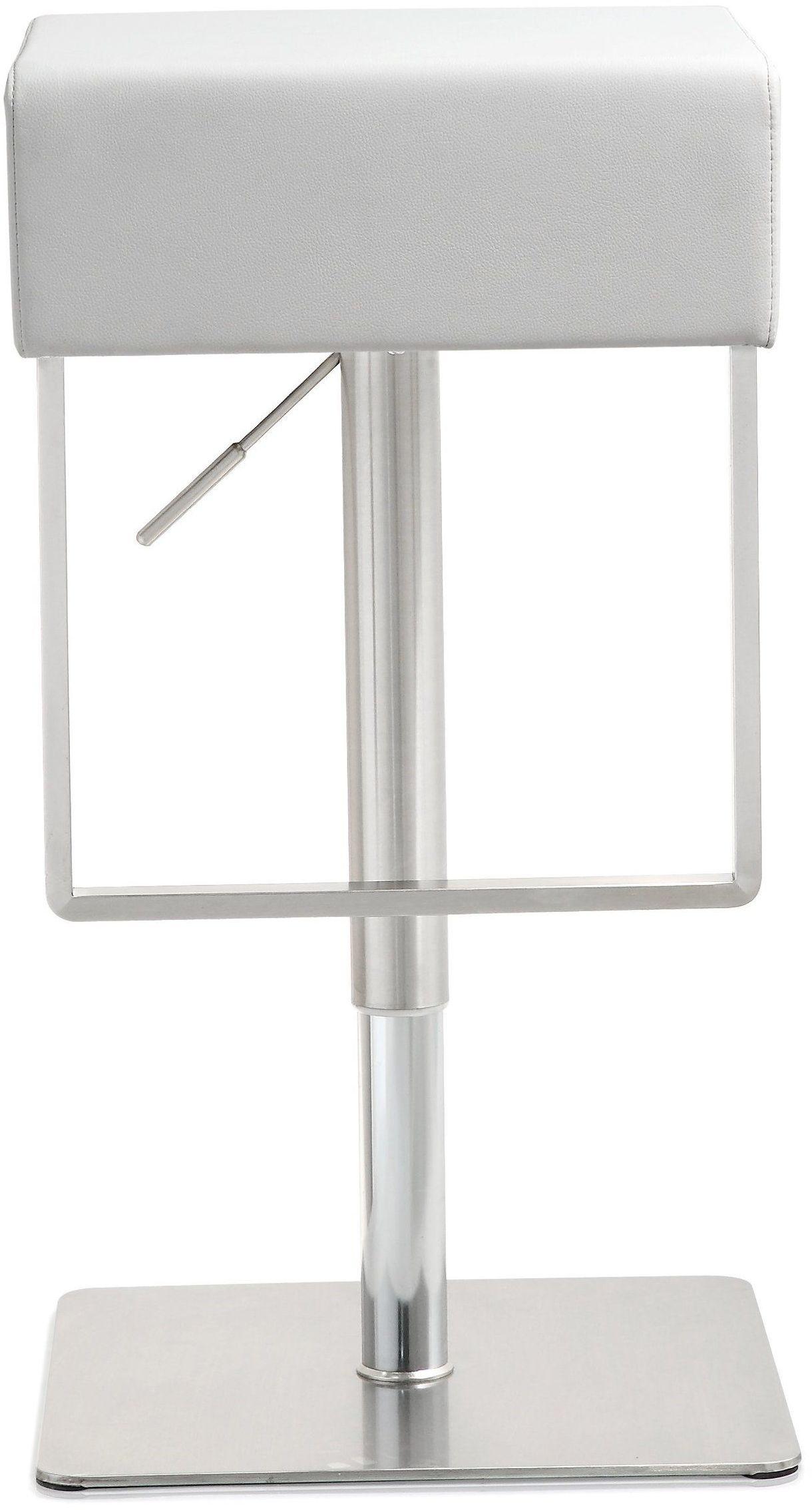 Seville White Performance Vegan Leather and Stainless Steel Adjustable Barstool