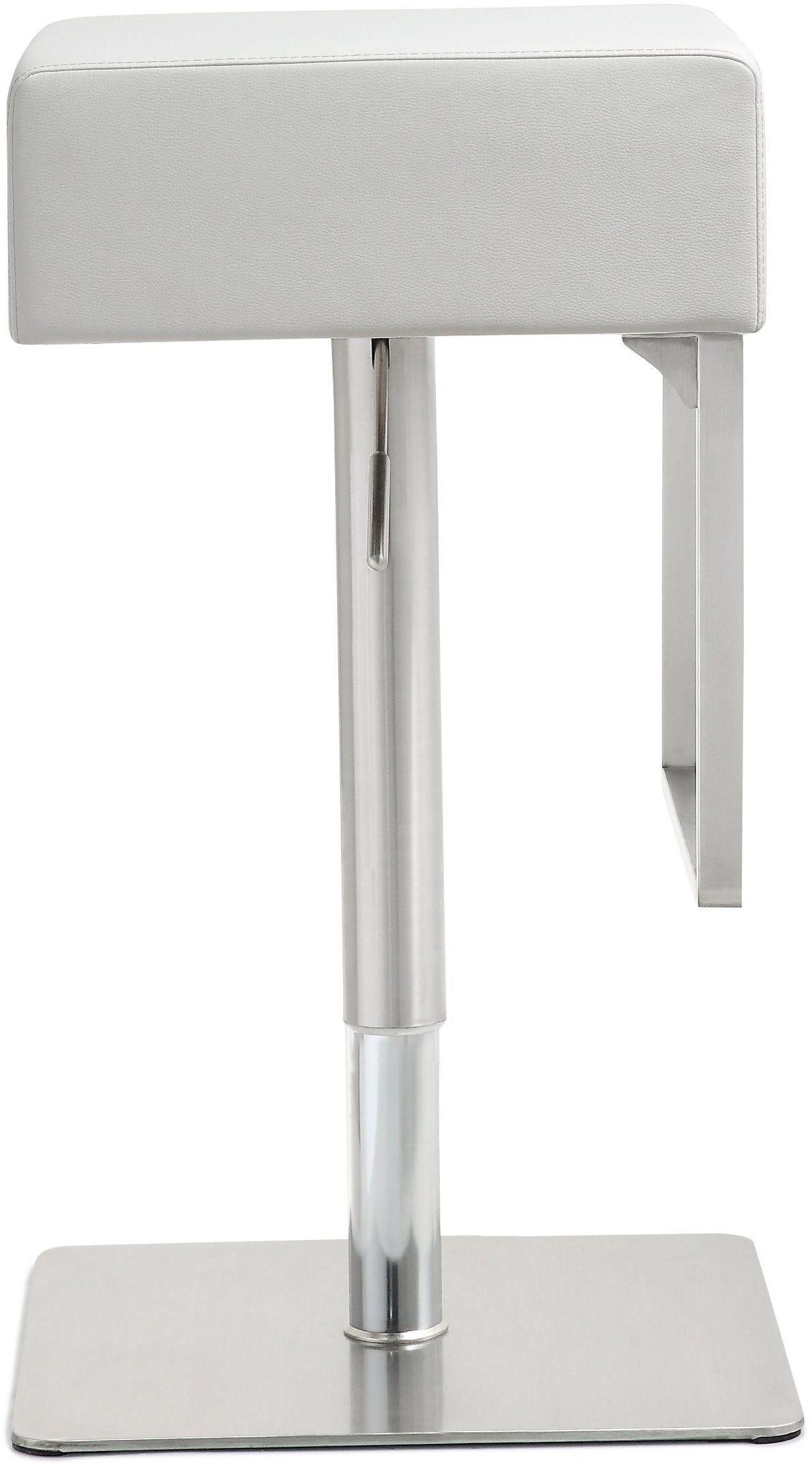 Seville White Performance Vegan Leather and Stainless Steel Adjustable Barstool