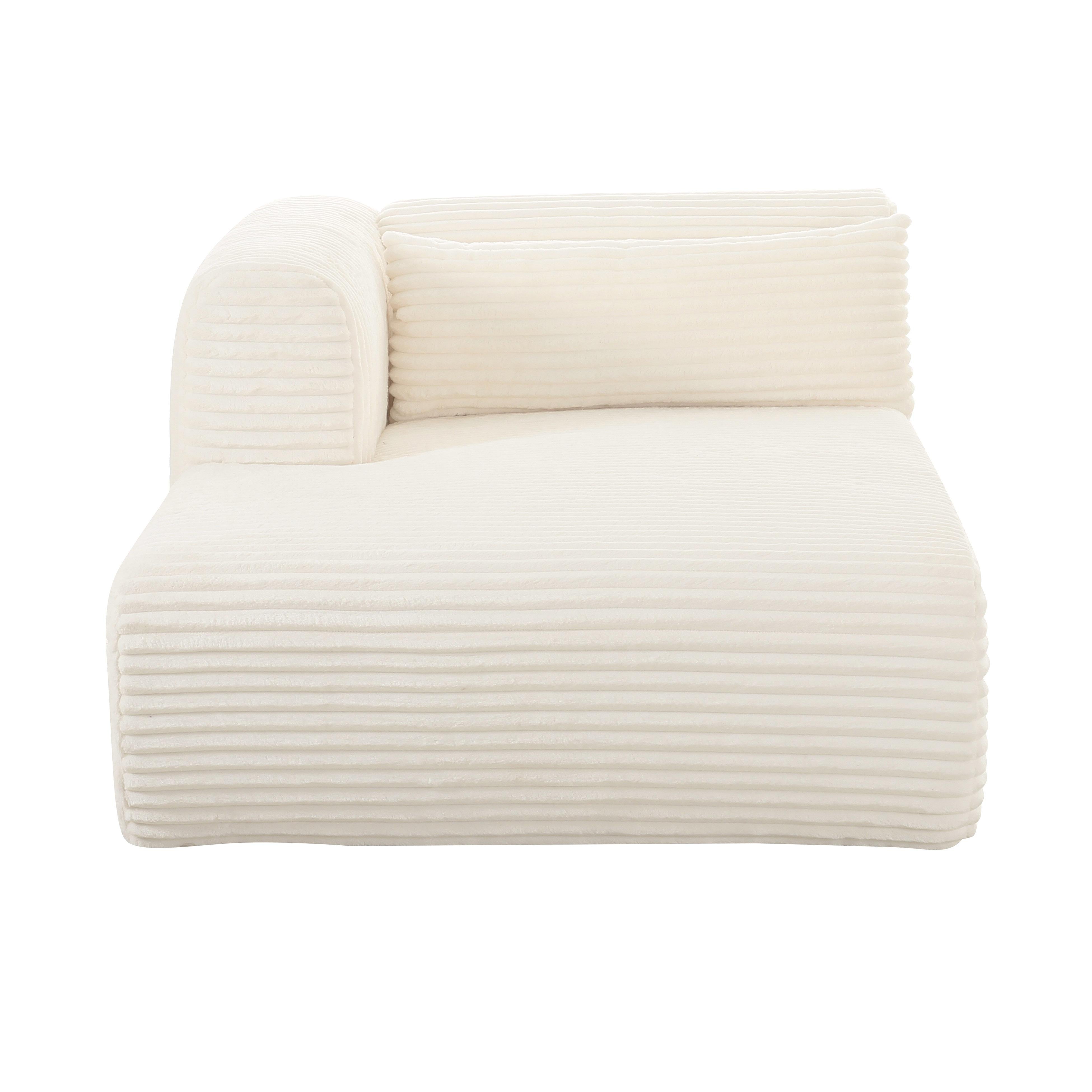 Tarra Fluffy Oversized Cream Corduroy Modular LAF Chaise - UK