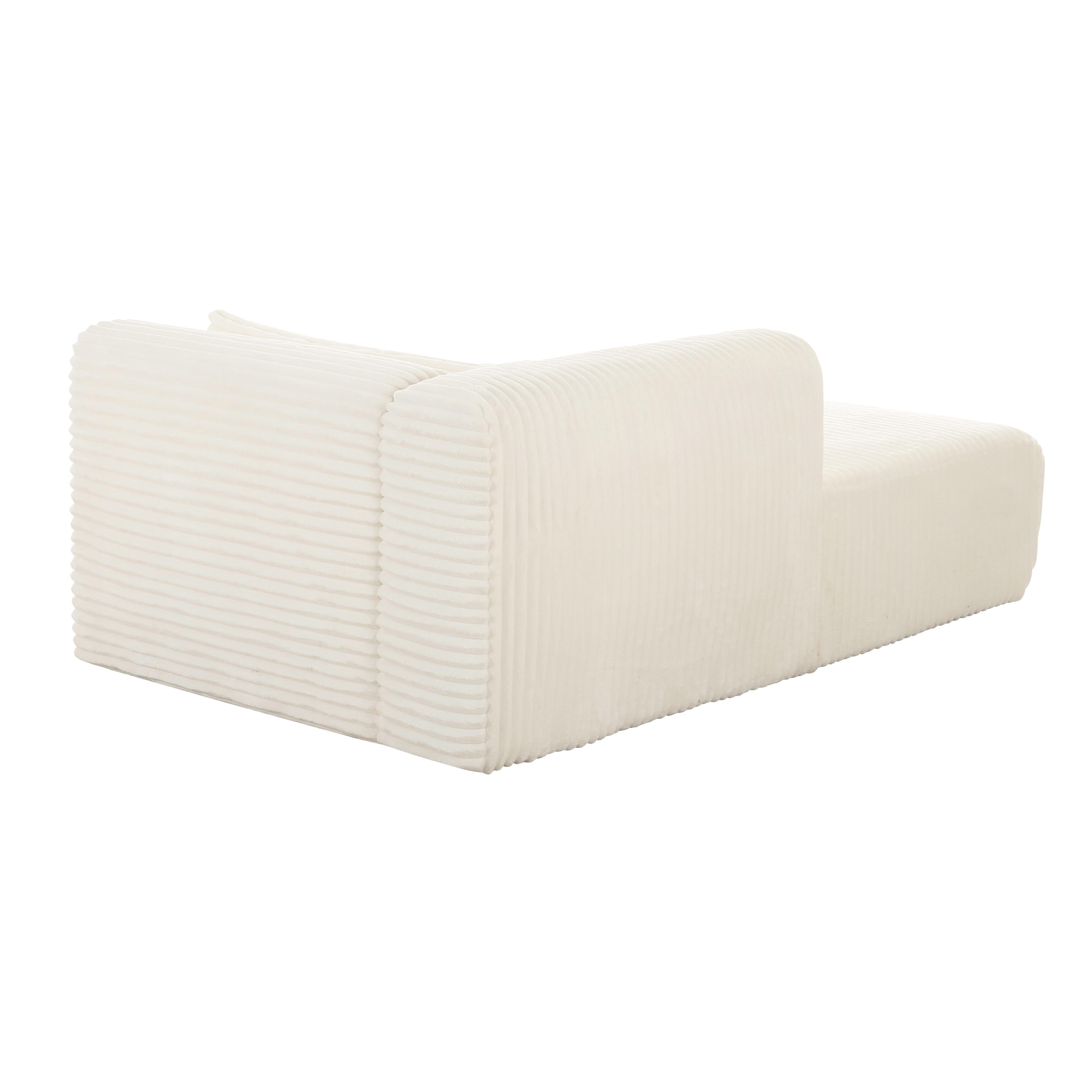 Tarra Fluffy Oversized Cream Corduroy Modular LAF Chaise - UK