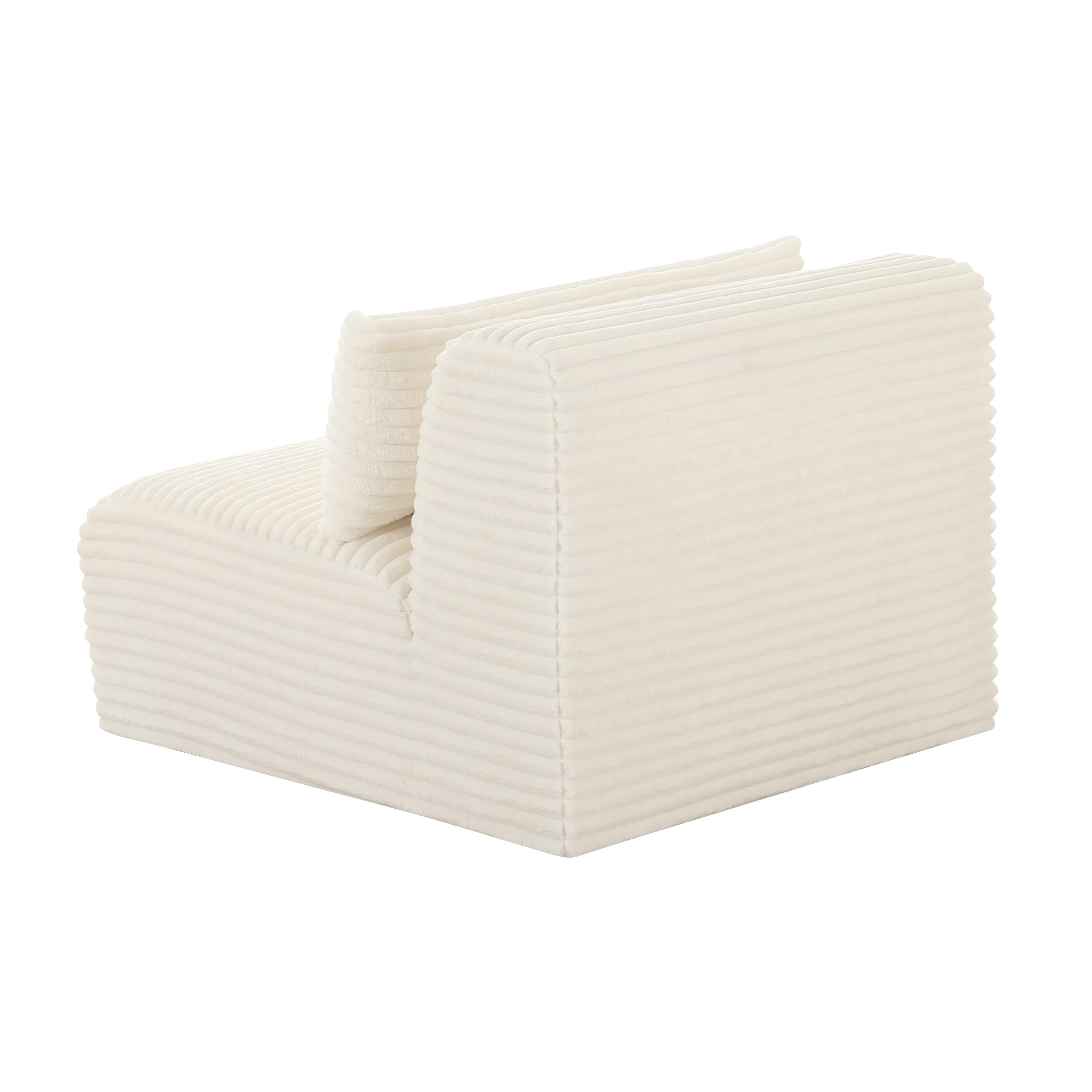 Tarra Fluffy Oversized Cream Corduroy Modular Armless Chair - UK