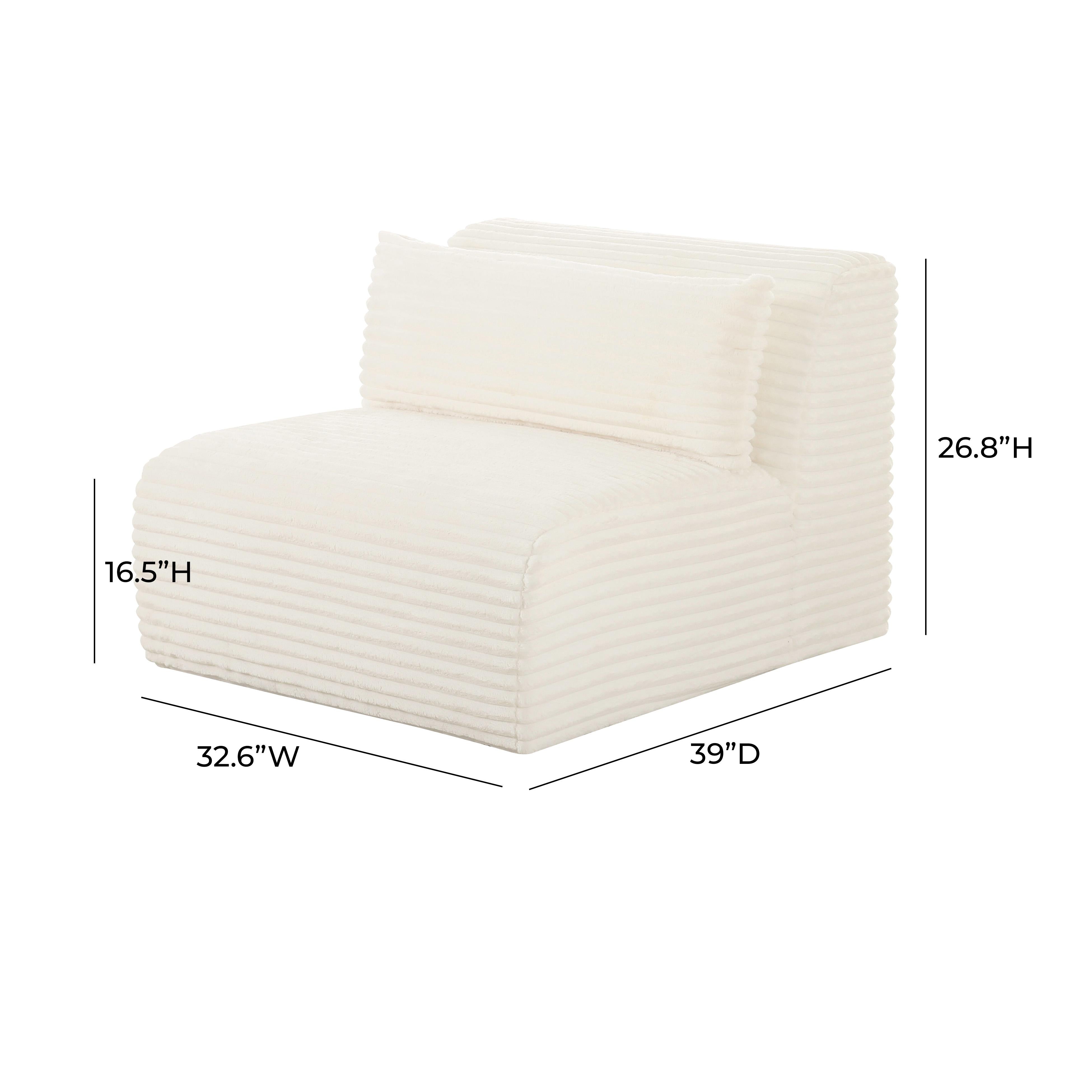 Tarra Fluffy Oversized Cream Corduroy Modular Armless Chair - UK