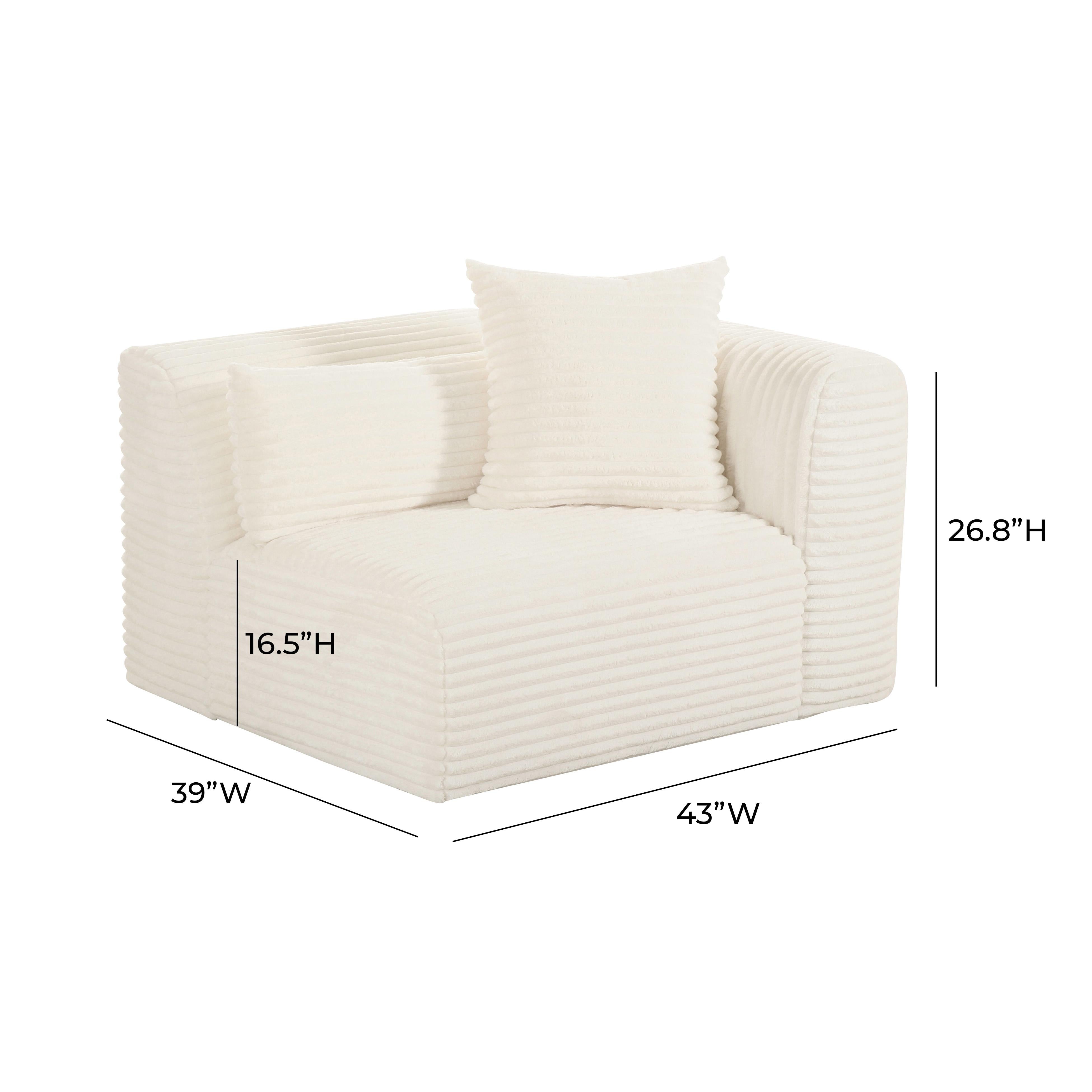 Tarra Fluffy Oversized Cream Corduroy Modular RAF Corner Chair - UK