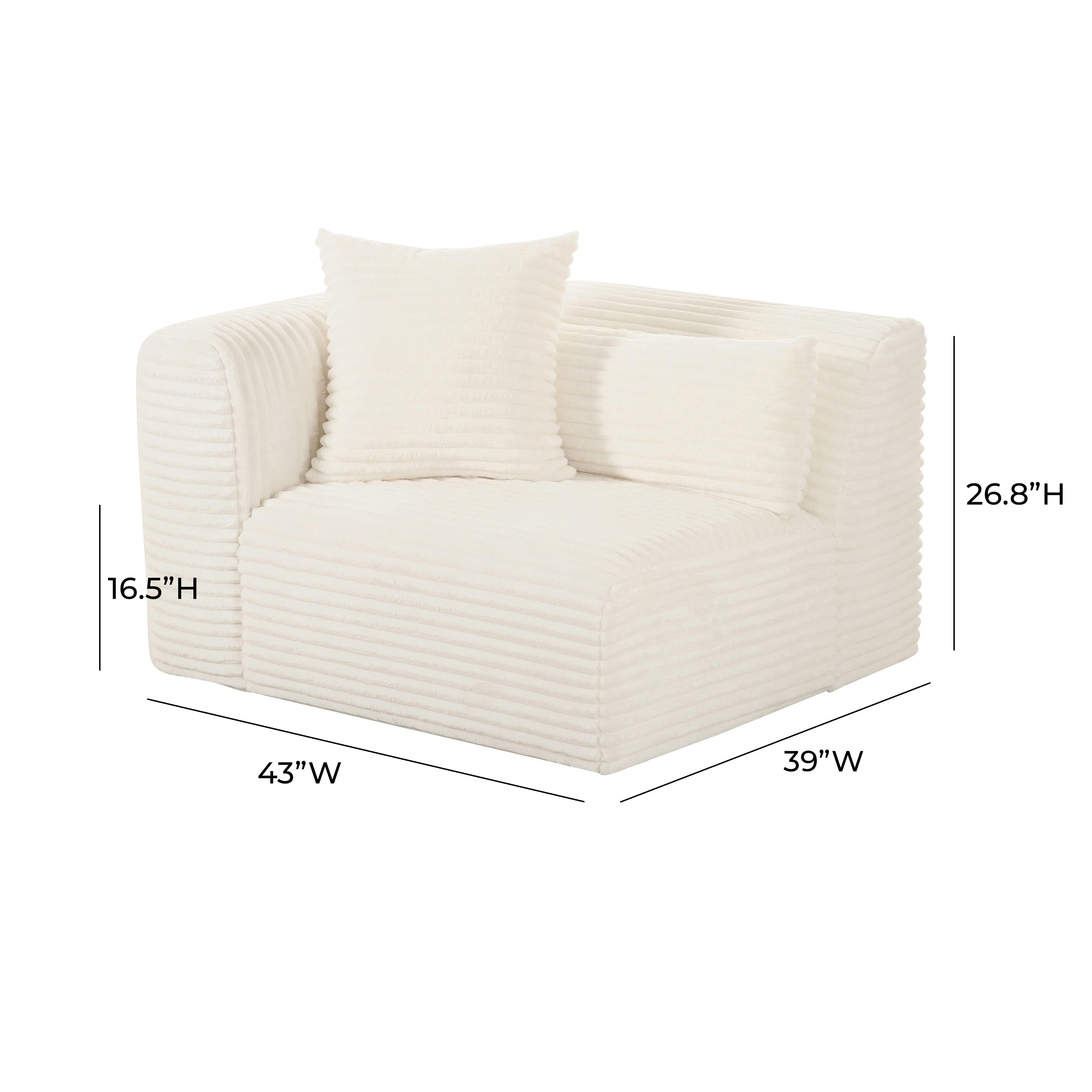Tarra Fluffy Oversized Cream Corduroy Modular LAF Corner Chair - UK