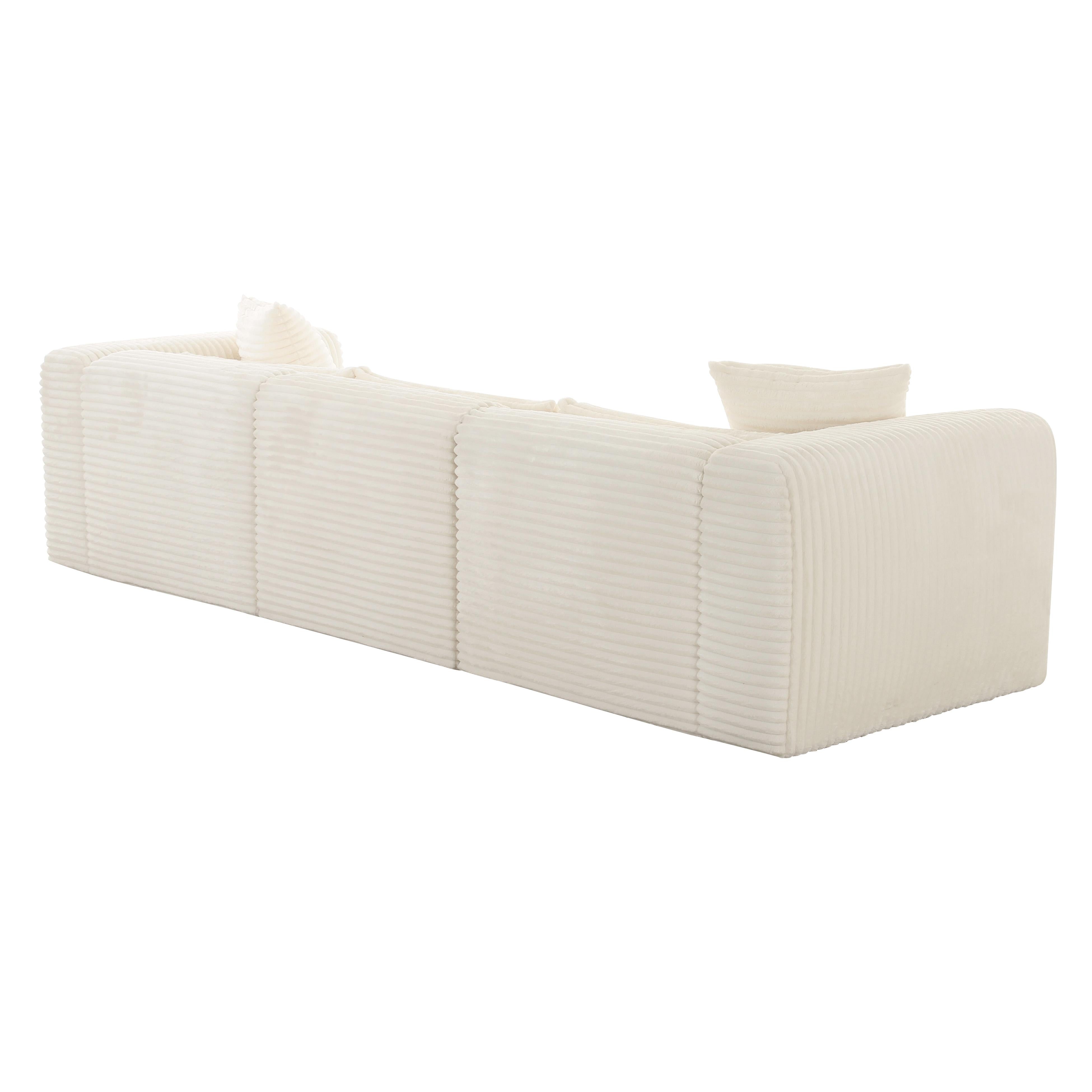 Tarra Fluffy Oversized Cream Corduroy Modular Sofa - UK