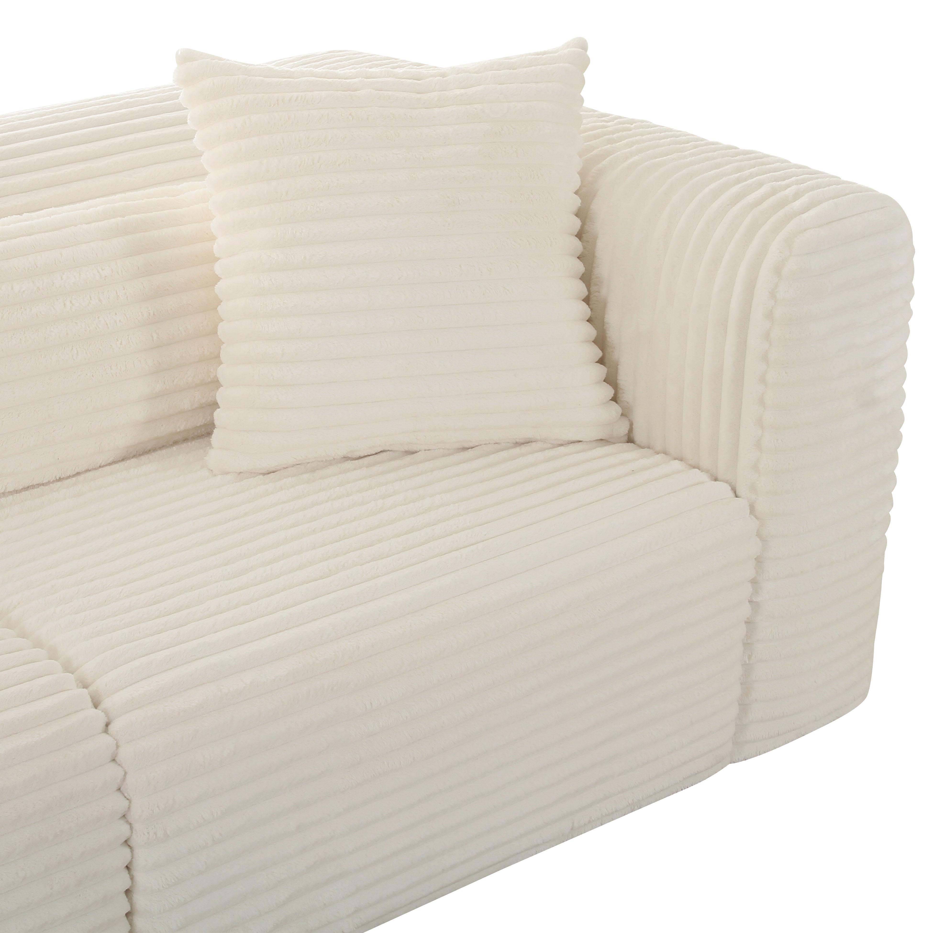 Tarra Fluffy Oversized Cream Corduroy Modular Sofa - UK