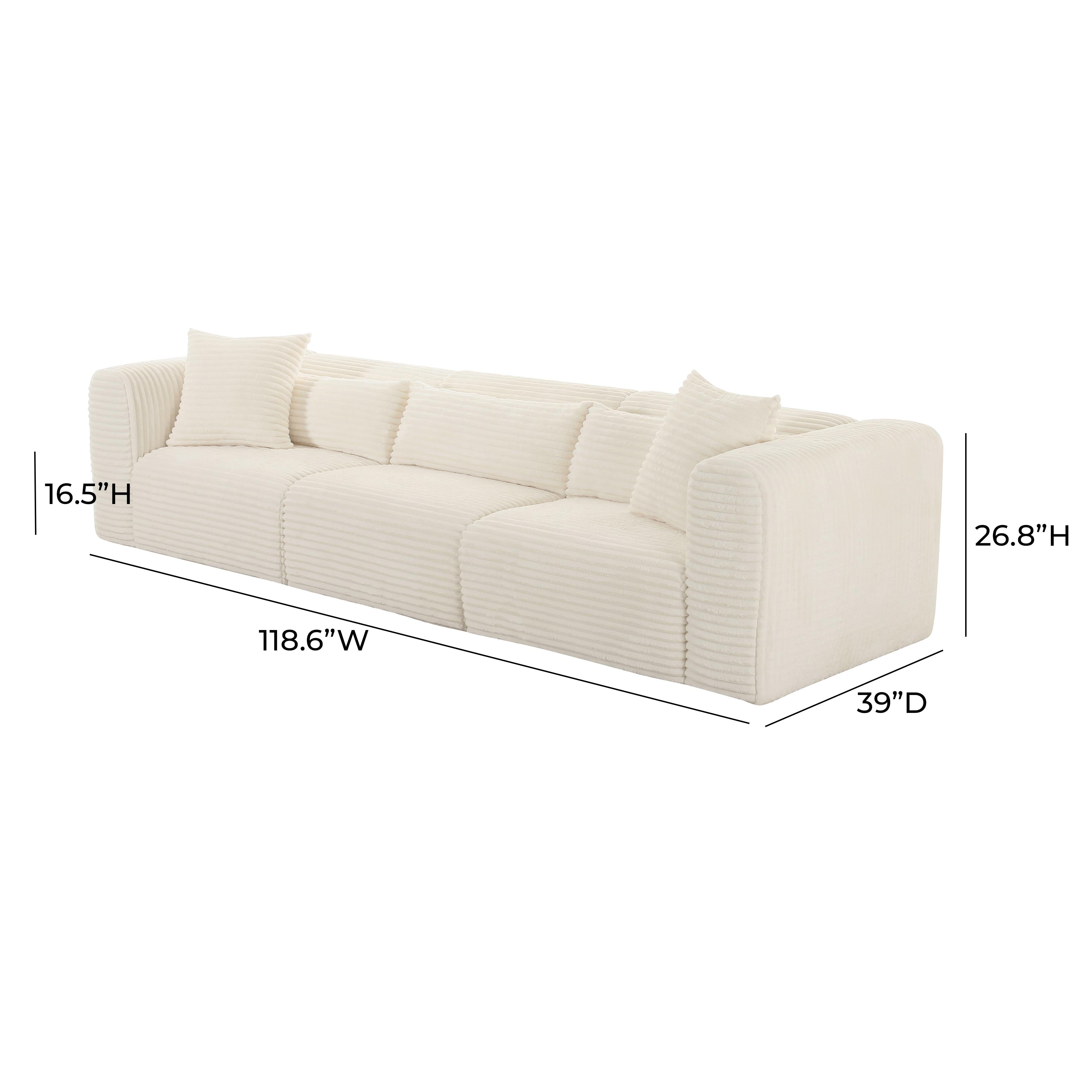 Tarra Fluffy Oversized Cream Corduroy Modular Sofa - UK