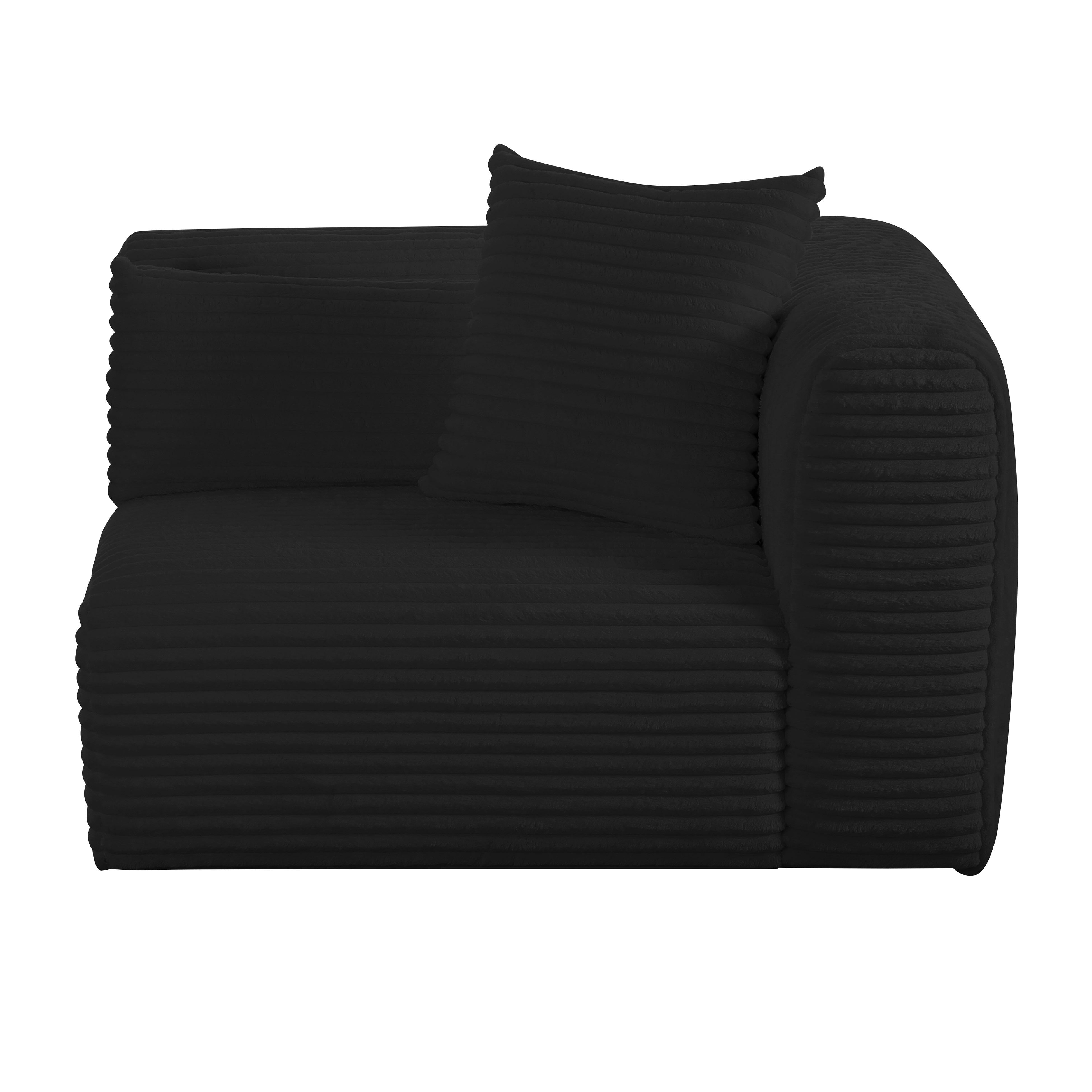 Tarra Fluffy Oversized Black Corduroy Modular RAF Corner Chair
