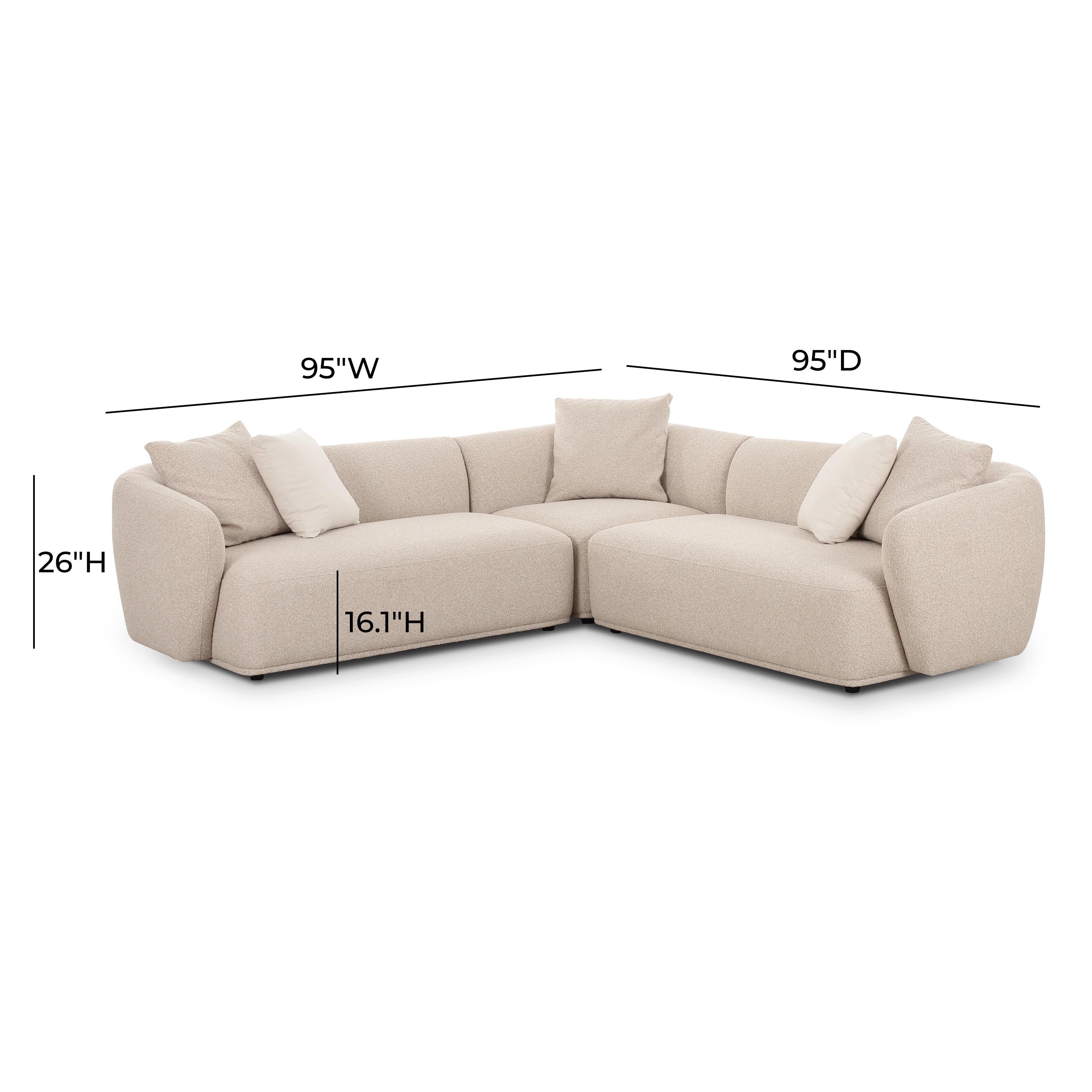 Sylvie Cream Boucle 3-Piece Sectional