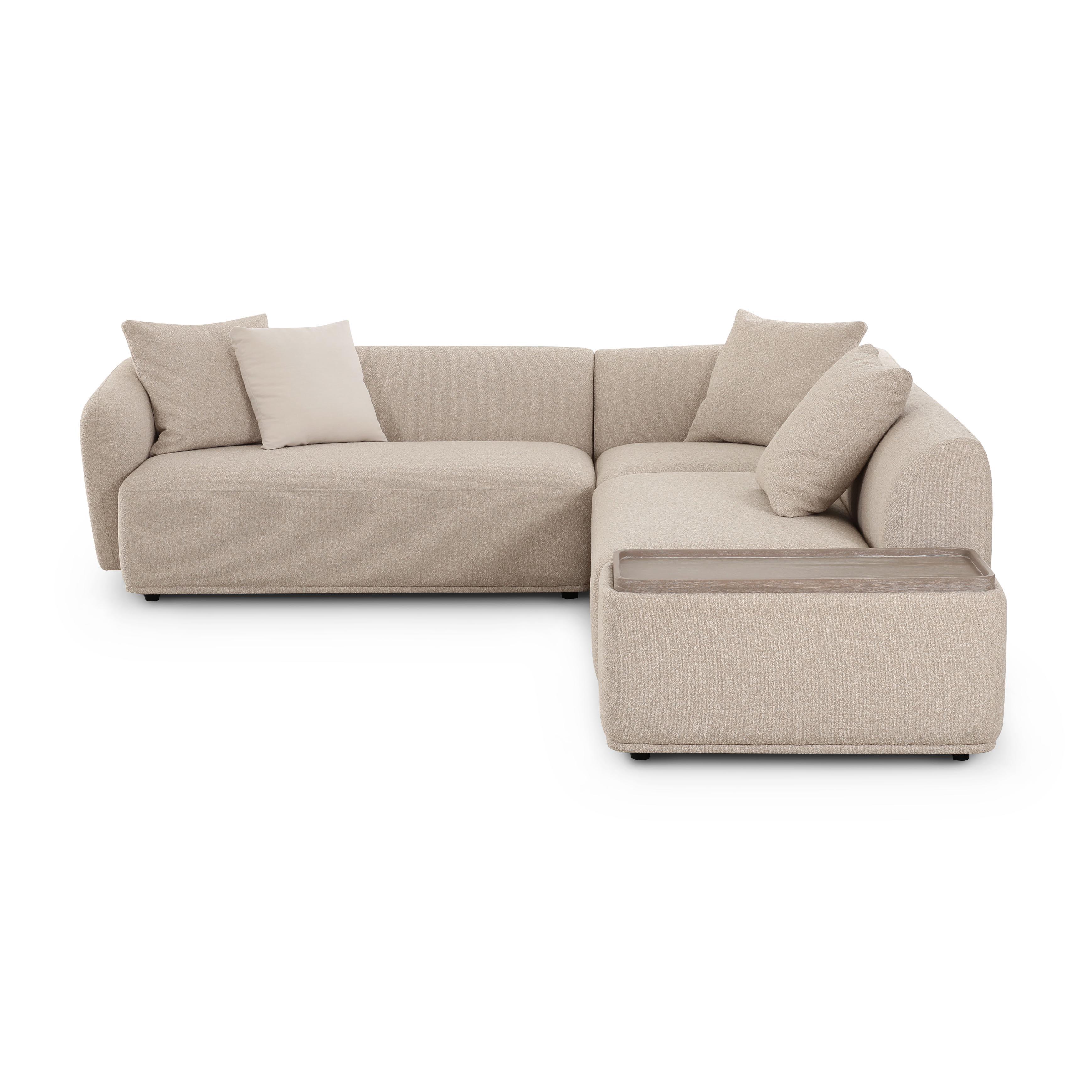 Sylvie Cream Boucle 4-Piece Right Chaise Sectional