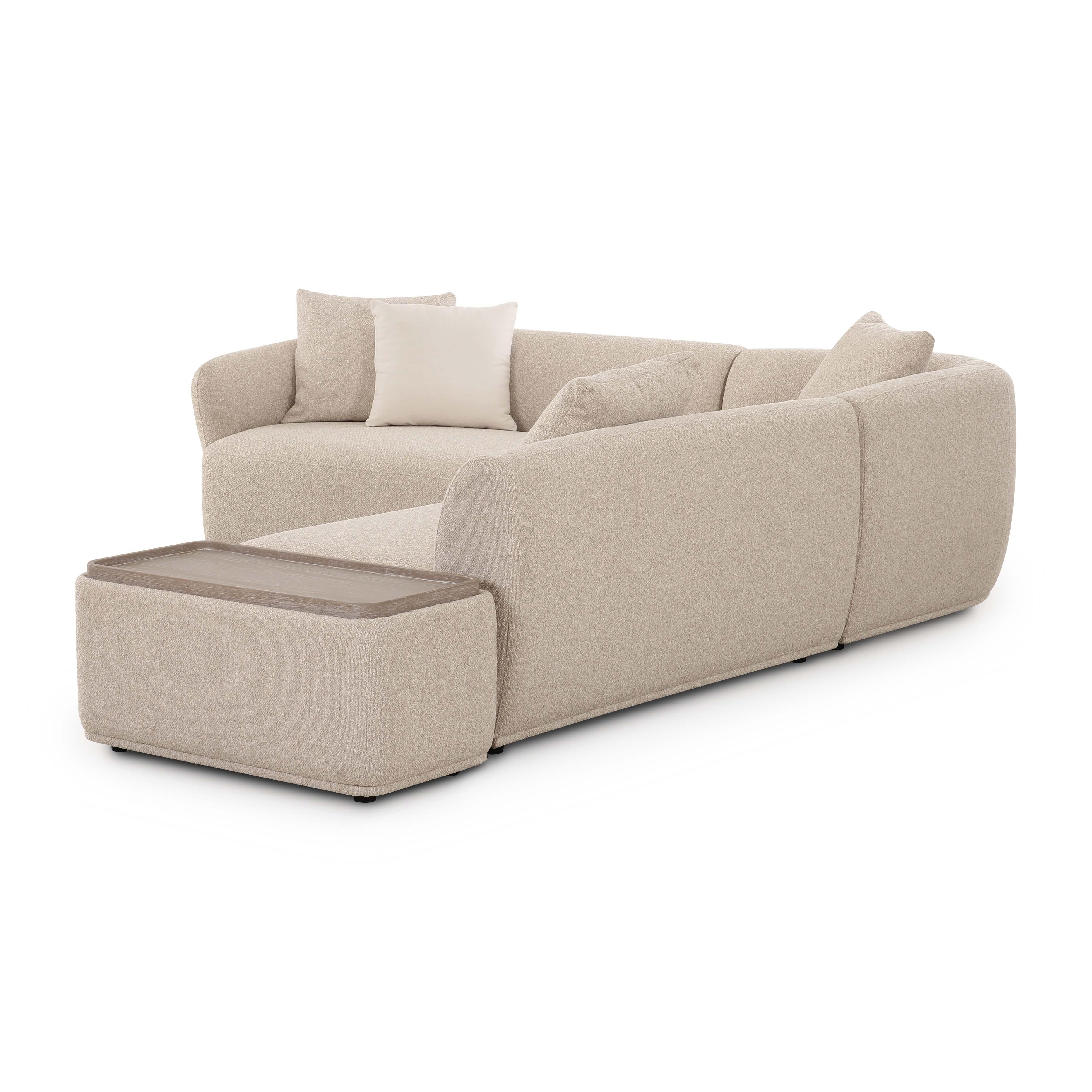 Sylvie Cream Boucle 4-Piece Right Chaise Sectional