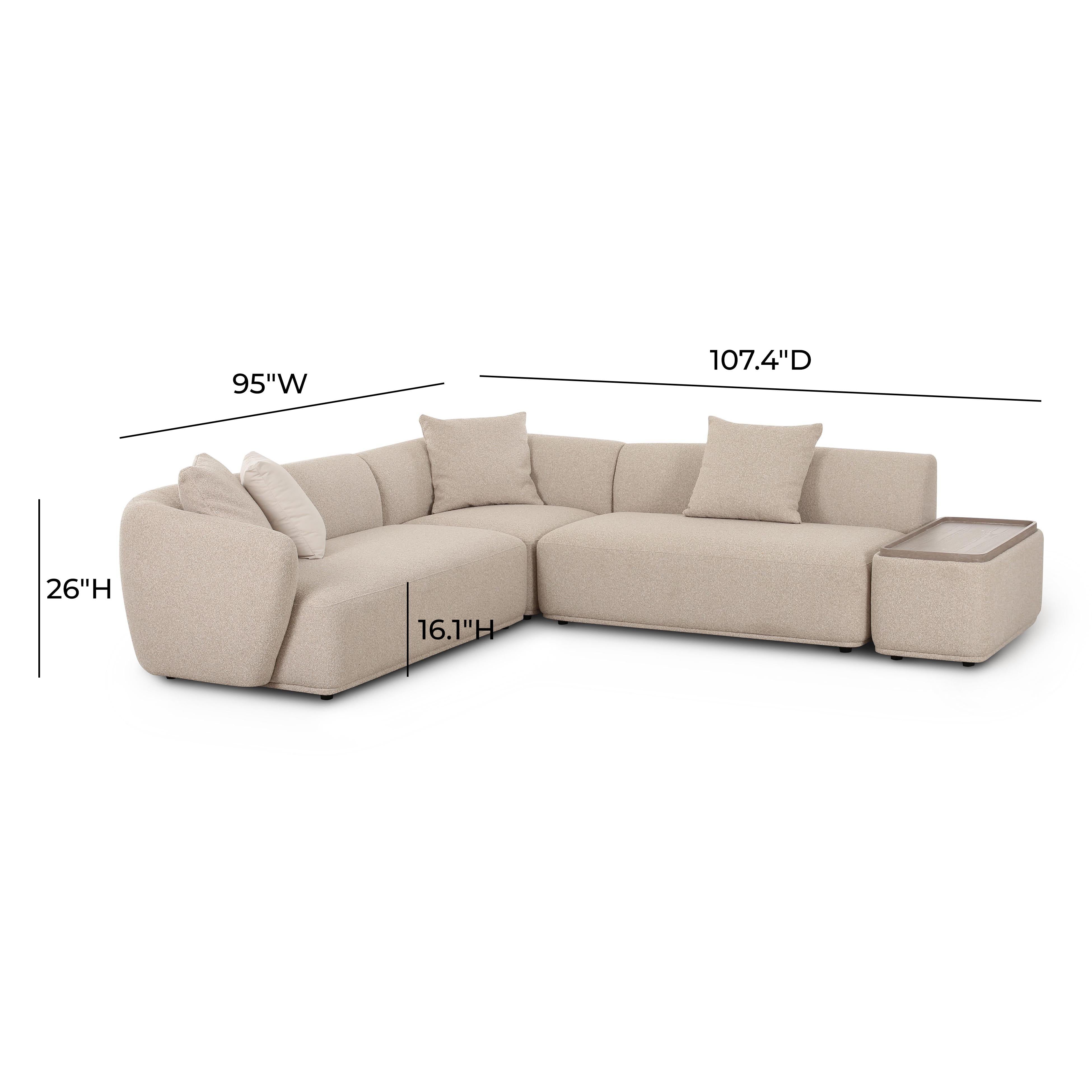 Sylvie Cream Boucle 4-Piece Right Chaise Sectional