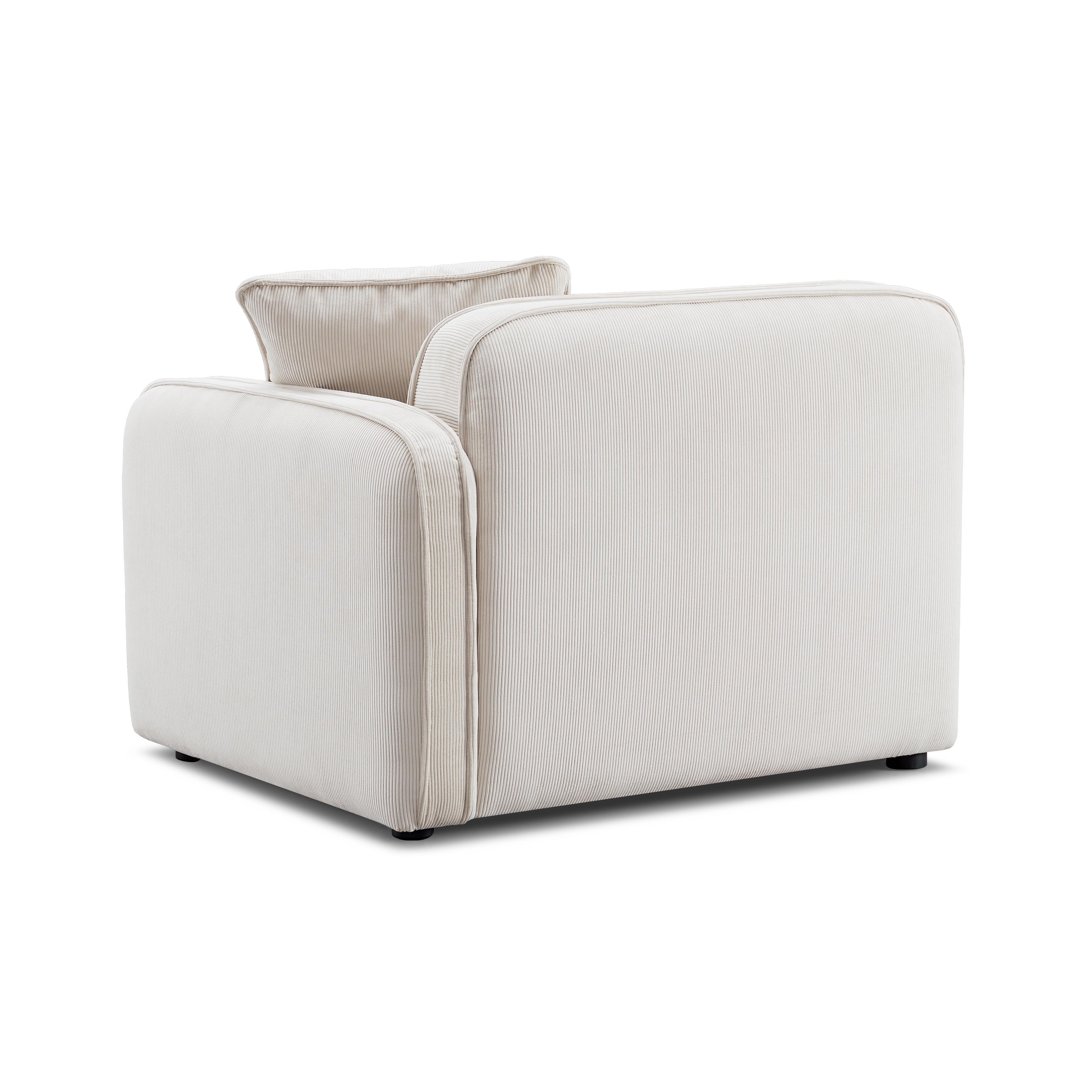 Travie White Sand Performance Corduroy Velvet RAF Corner Chair