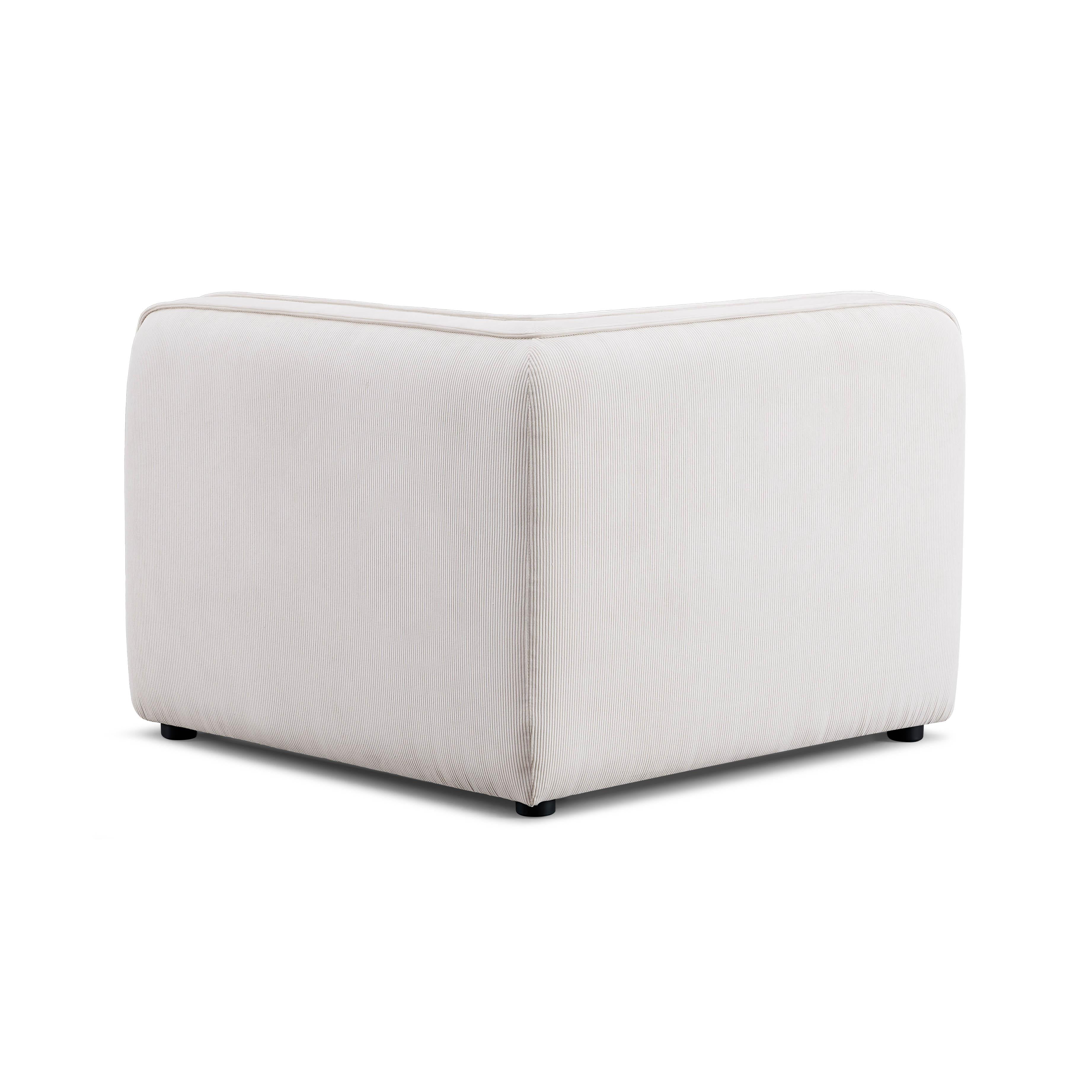 Travie White Sand Performance Corduroy Velvet Corner Chair
