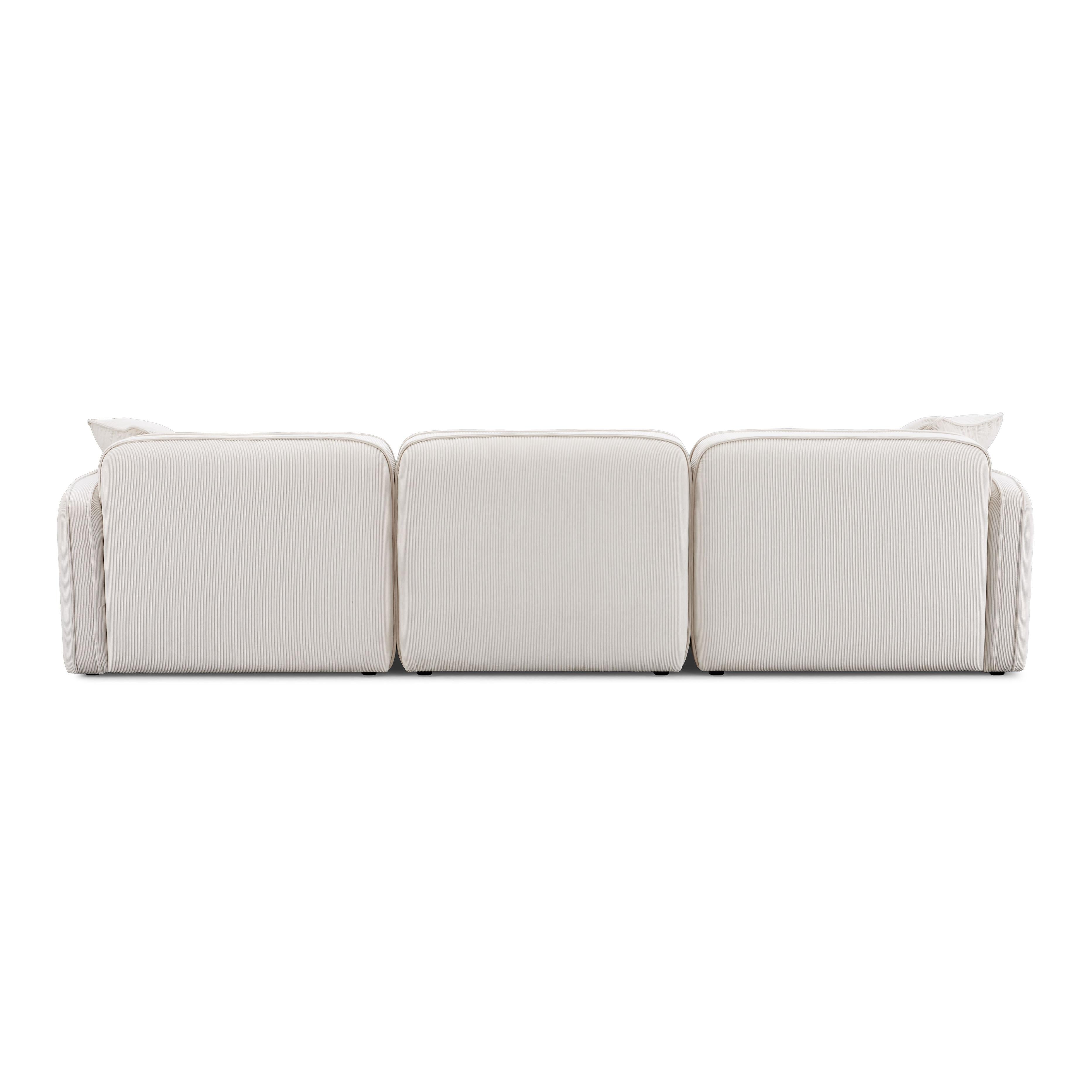 Travie White Sand Performance Corduroy Velvet 4-Piece Modular Sectional