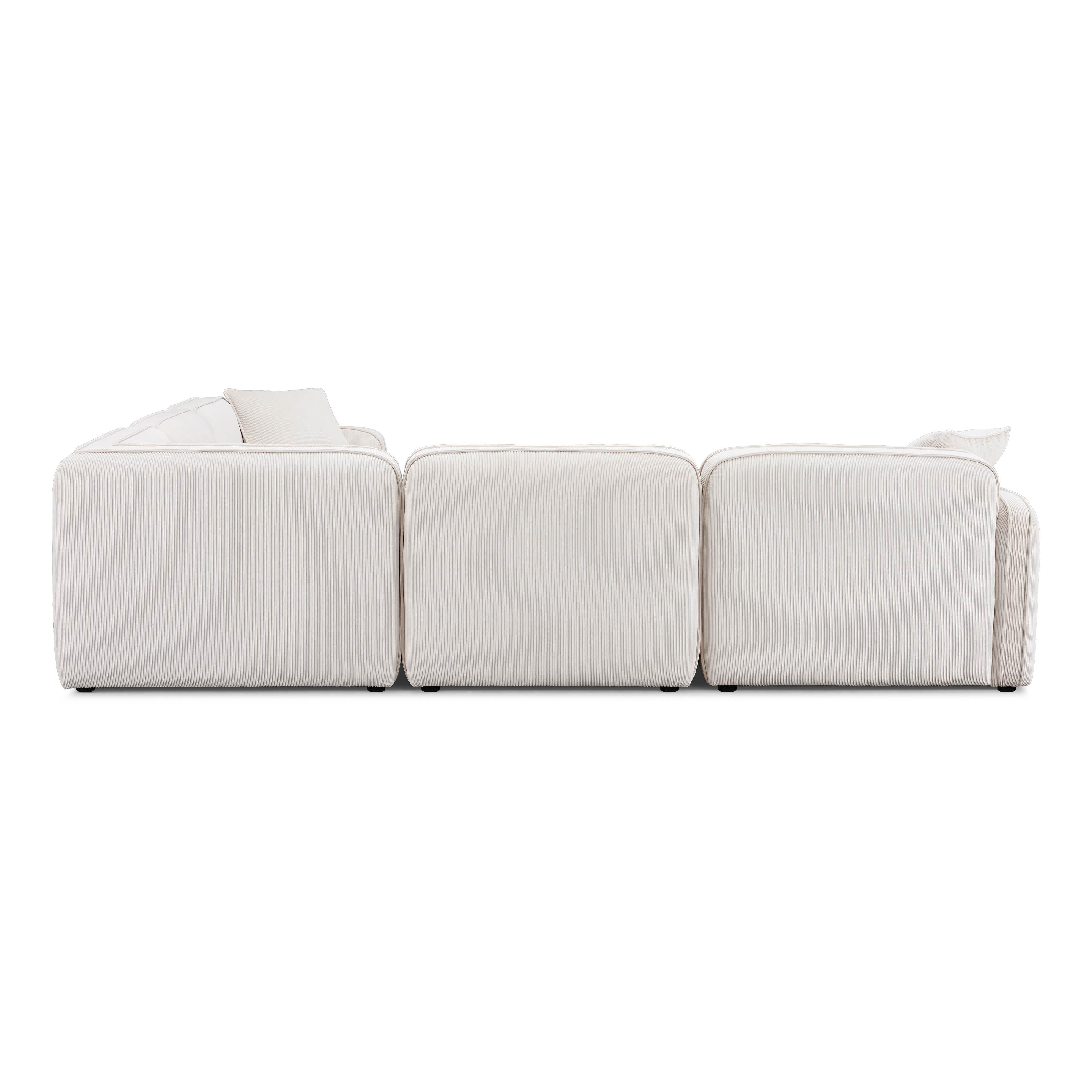 Travie White Sand Performance Corduroy Velvet Modular L-Sectional