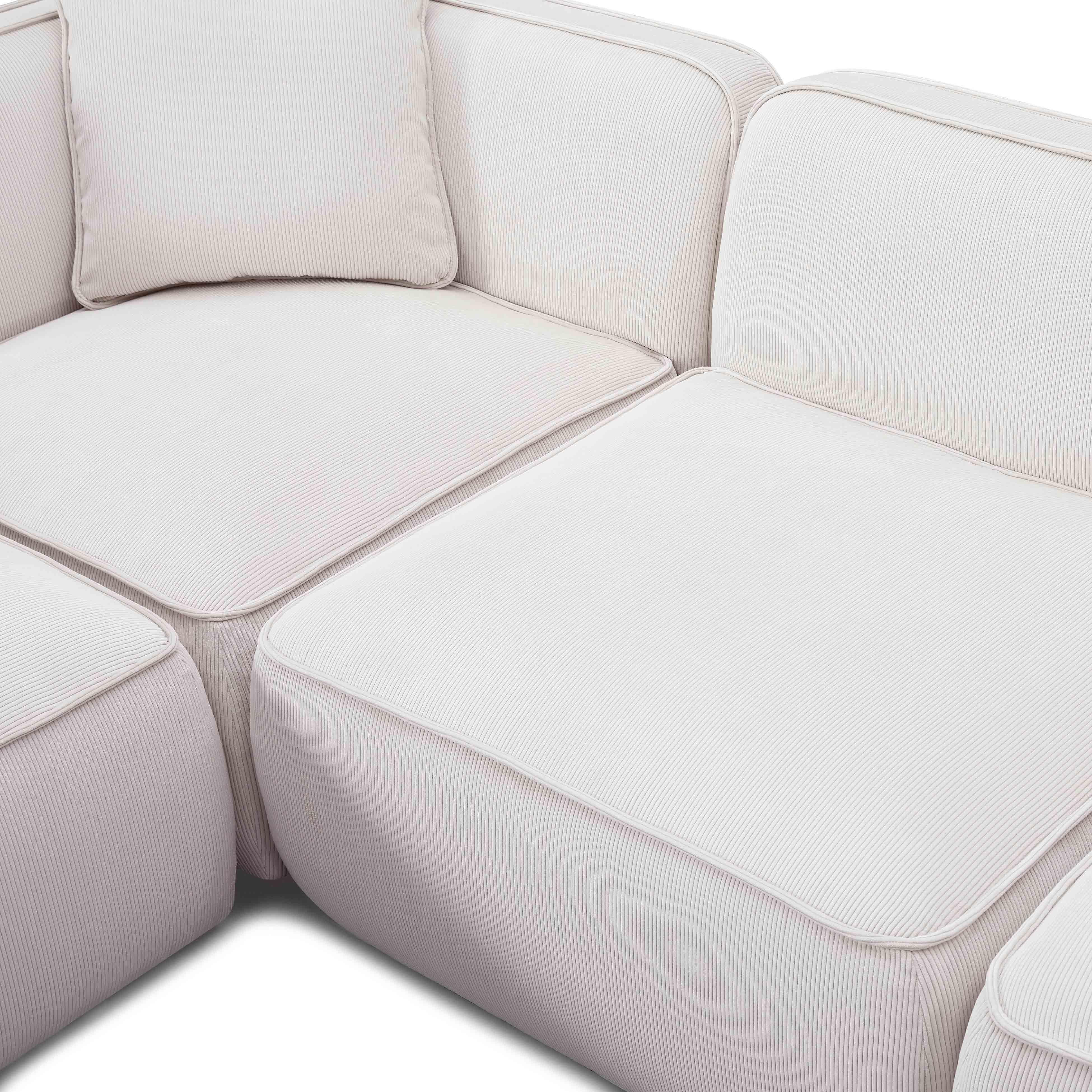 Travie White Sand Performance Corduroy Velvet Modular L-Sectional