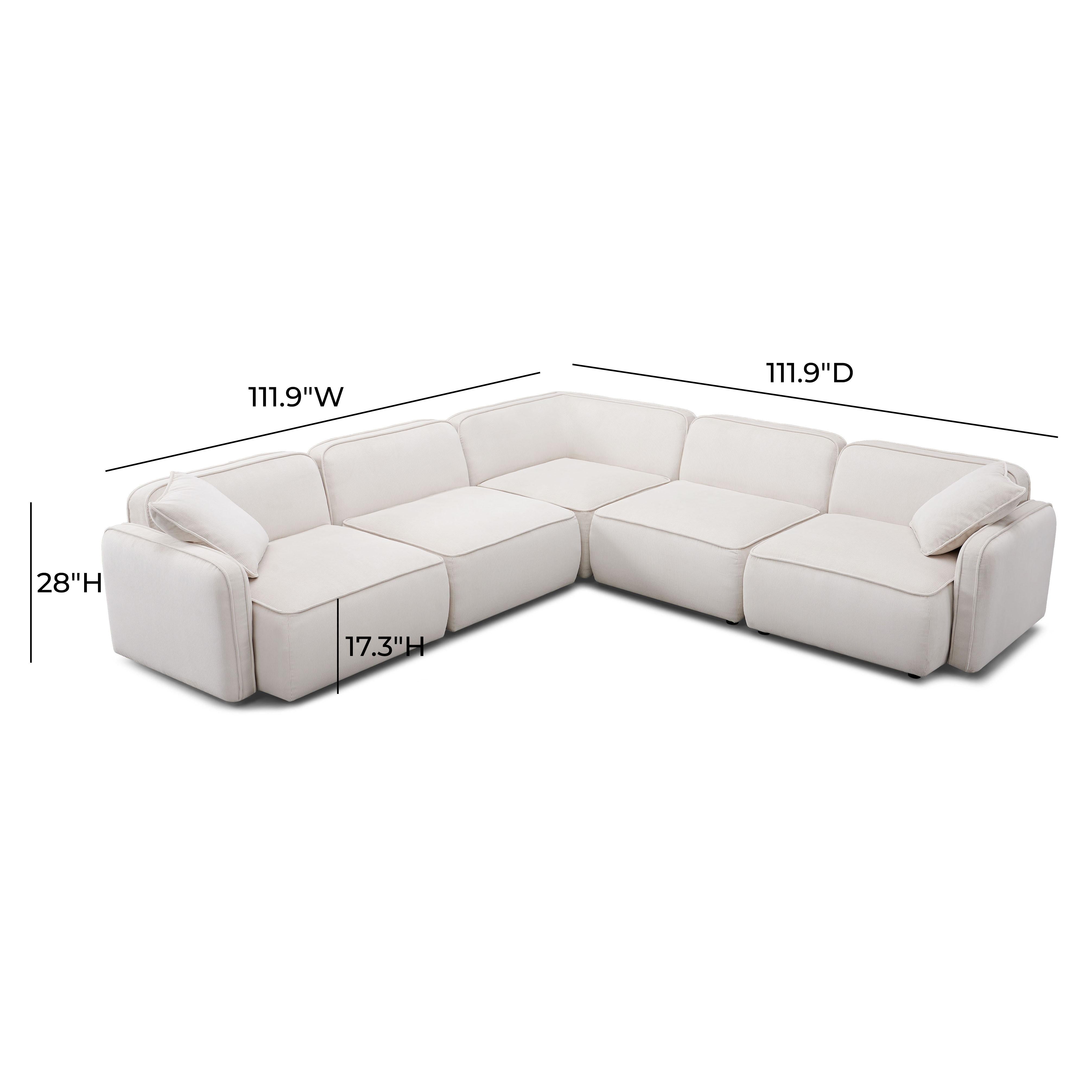 Travie White Sand Performance Corduroy Velvet Modular L-Sectional
