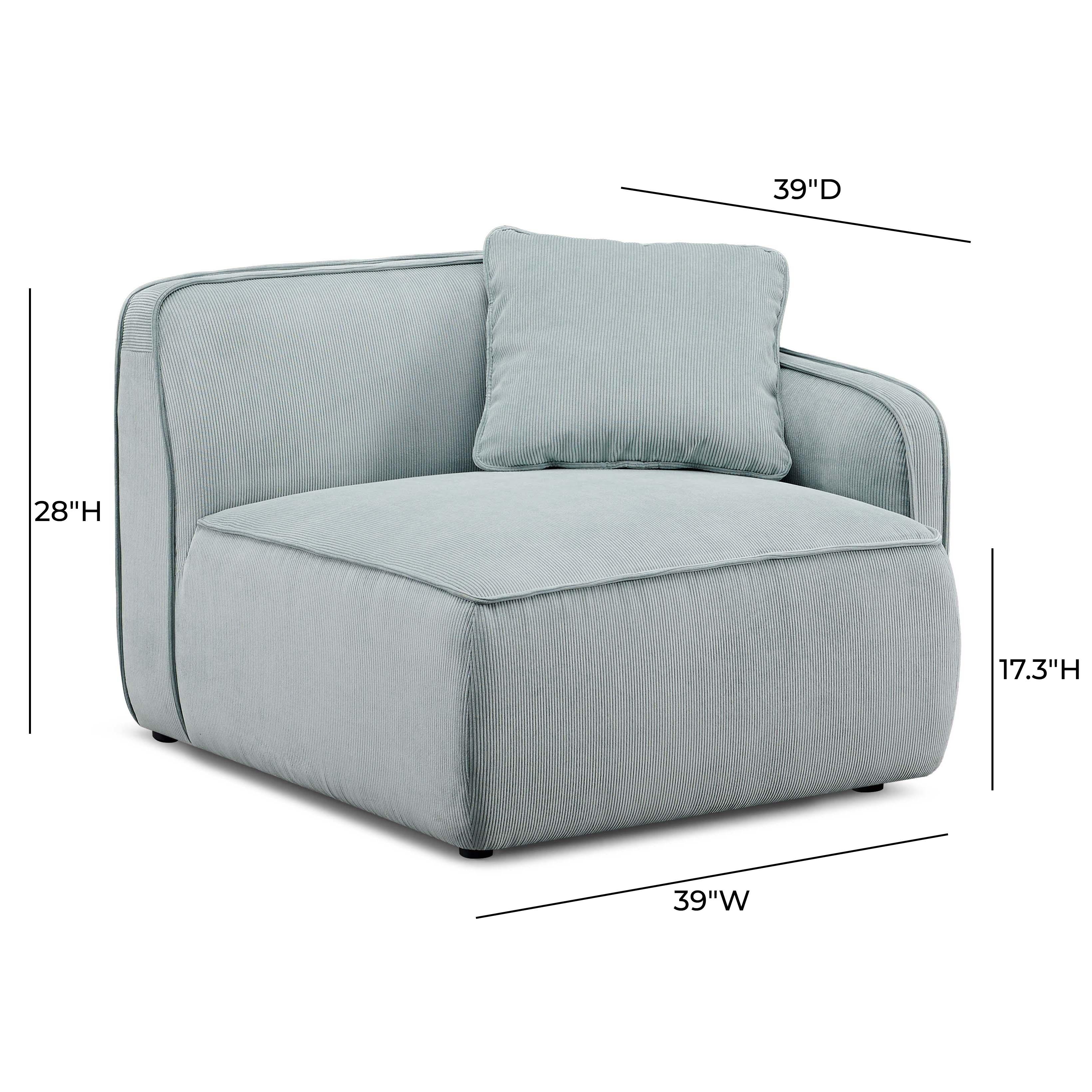 Travie Sea Foam Performance Corduroy Velvet RAF Corner Chair