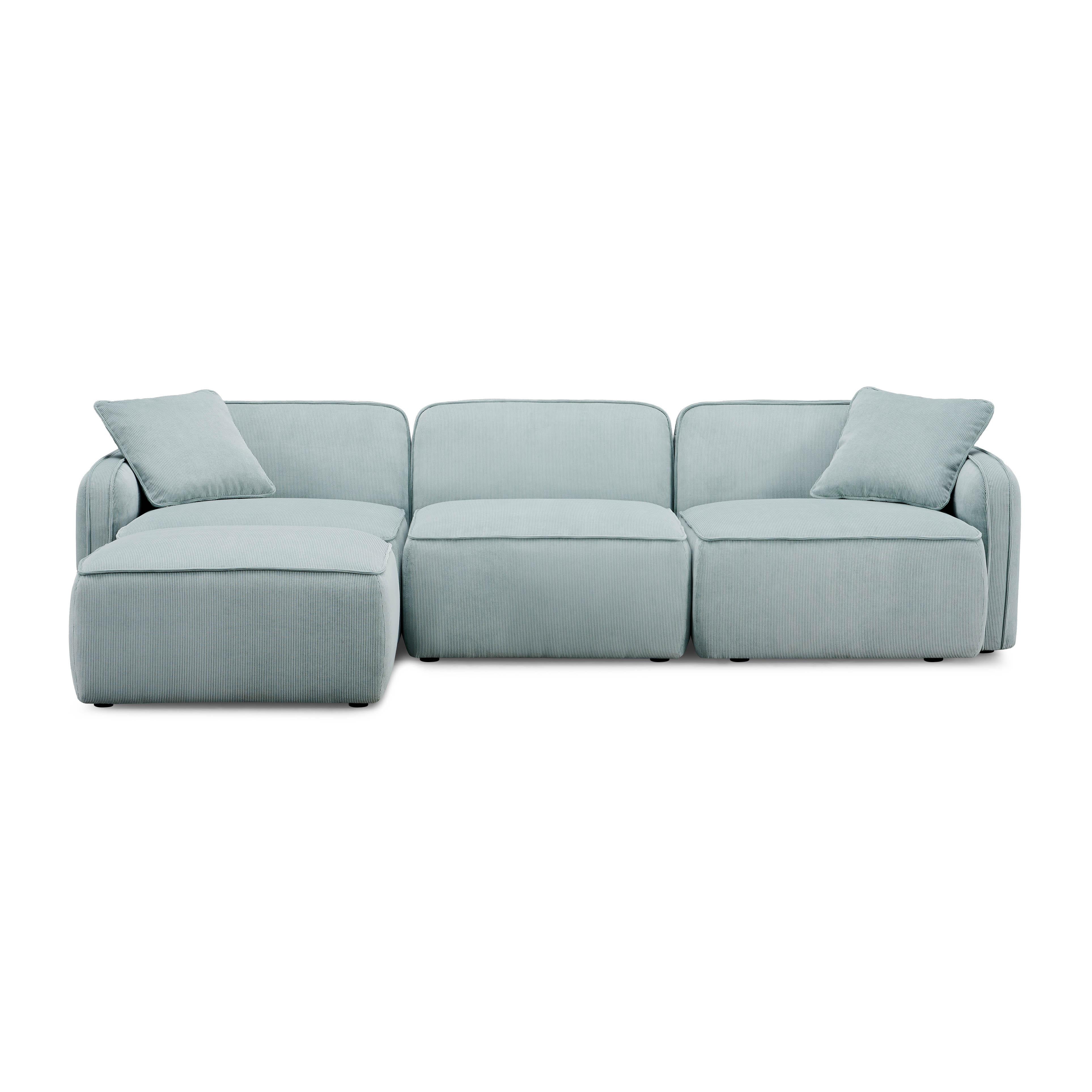 Travie Sea Foam Performance Corduroy Velvet 4-Piece Modular Sectional