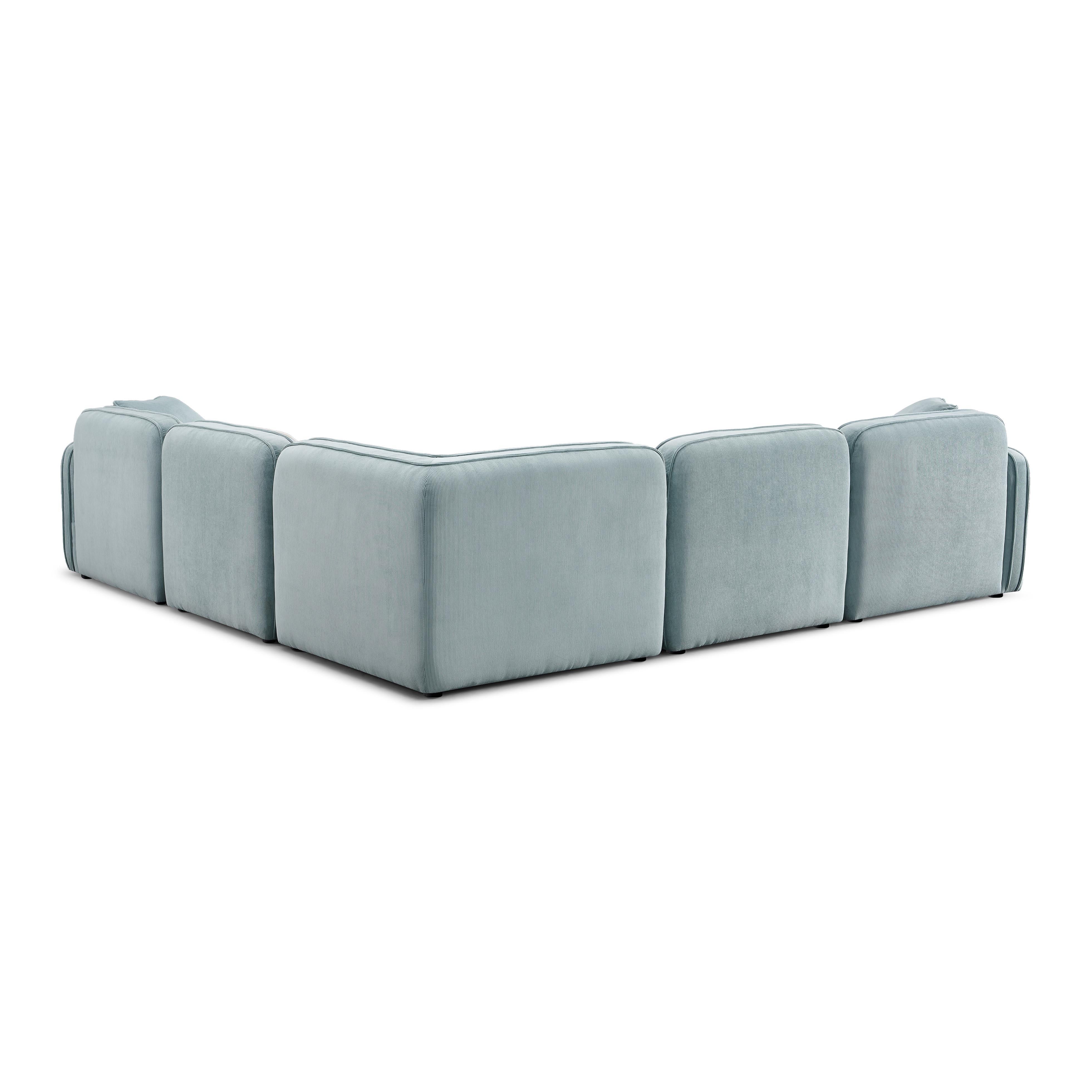 Travie Sea Foam Performance Corduroy Velvet Modular L-Sectional