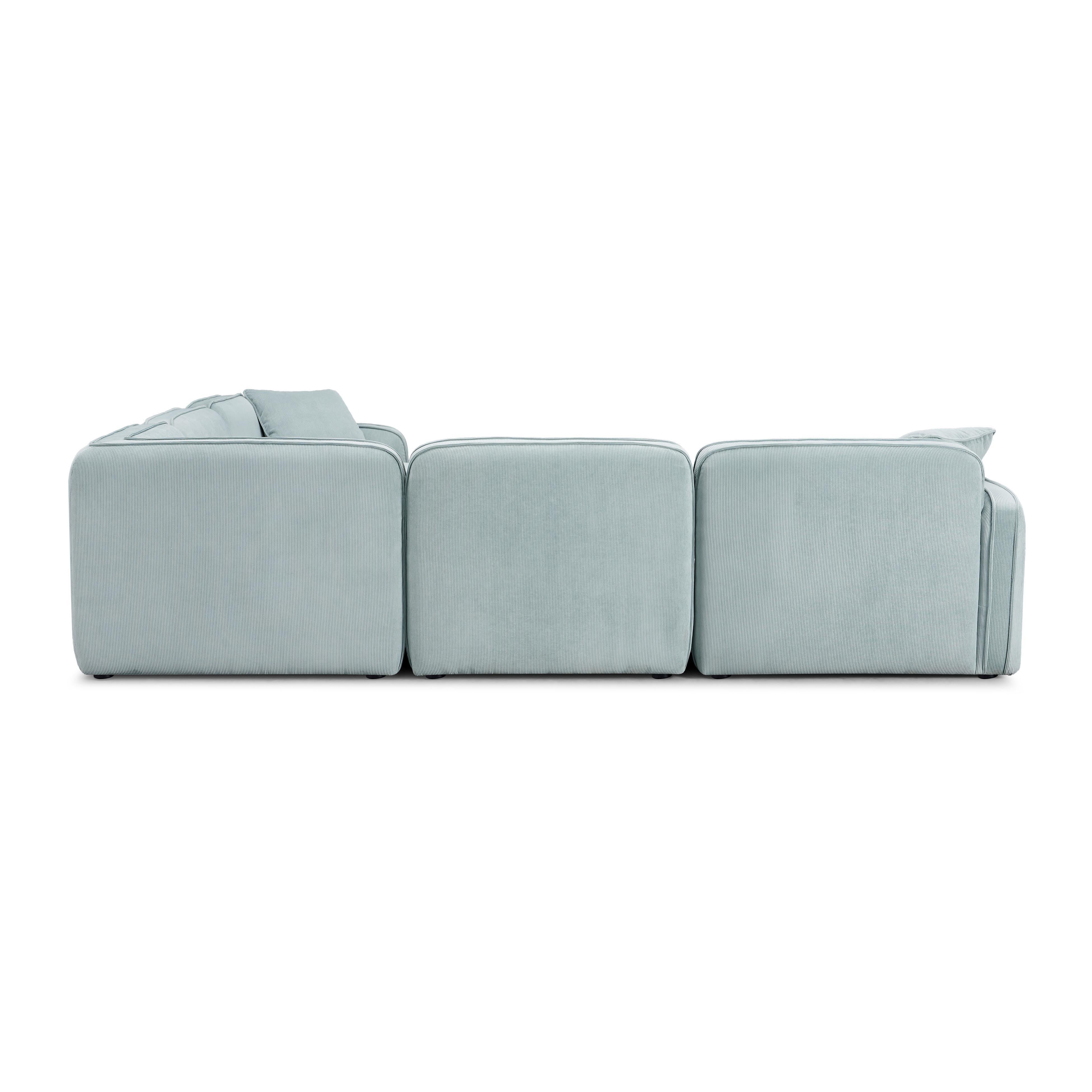 Travie Sea Foam Performance Corduroy Velvet Modular L-Sectional