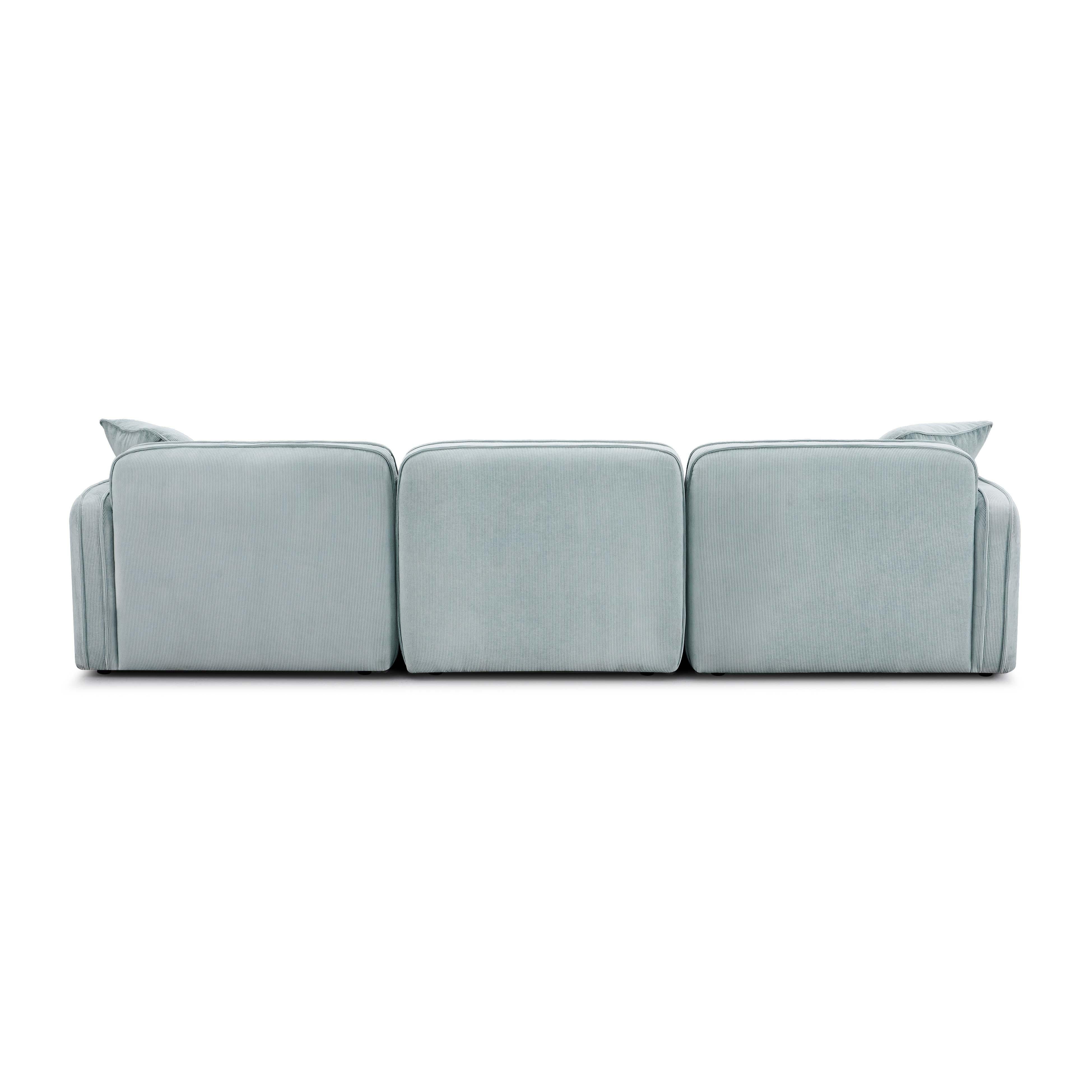 Travie Sea Foam Performance Corduroy Velvet Modular Sofa