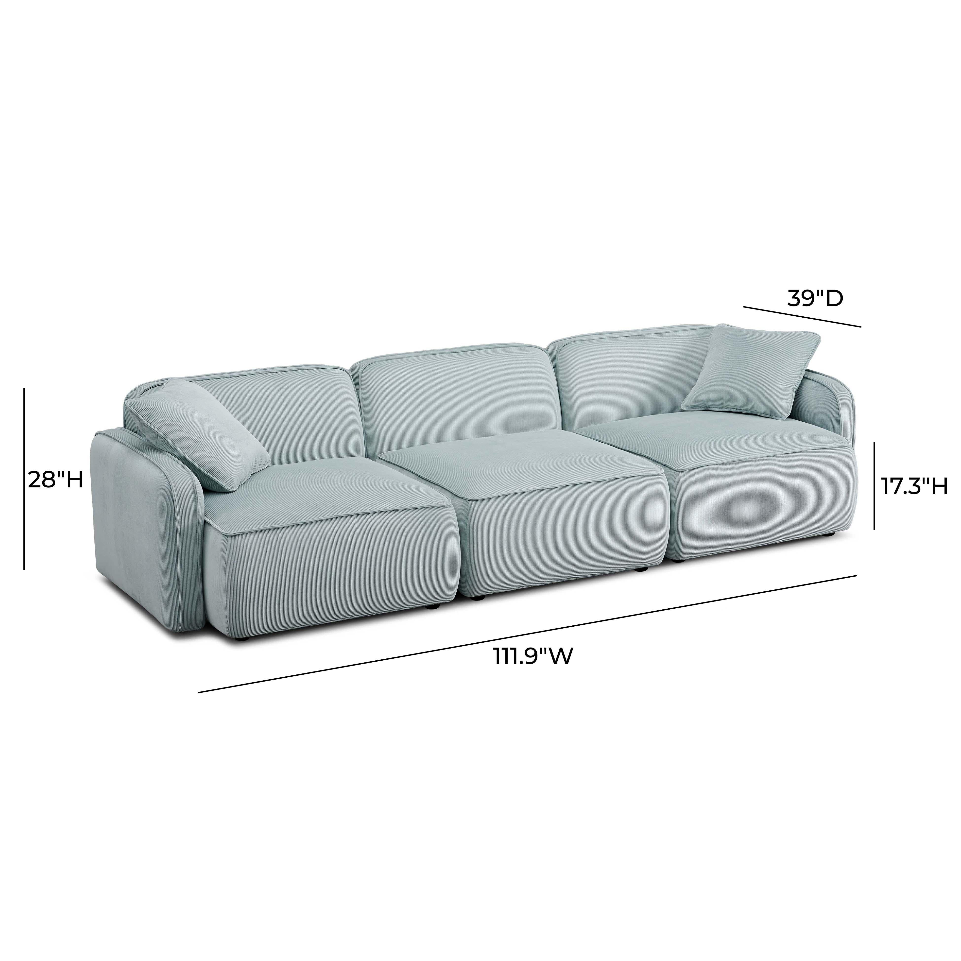 Travie Sea Foam Performance Corduroy Velvet Modular Sofa