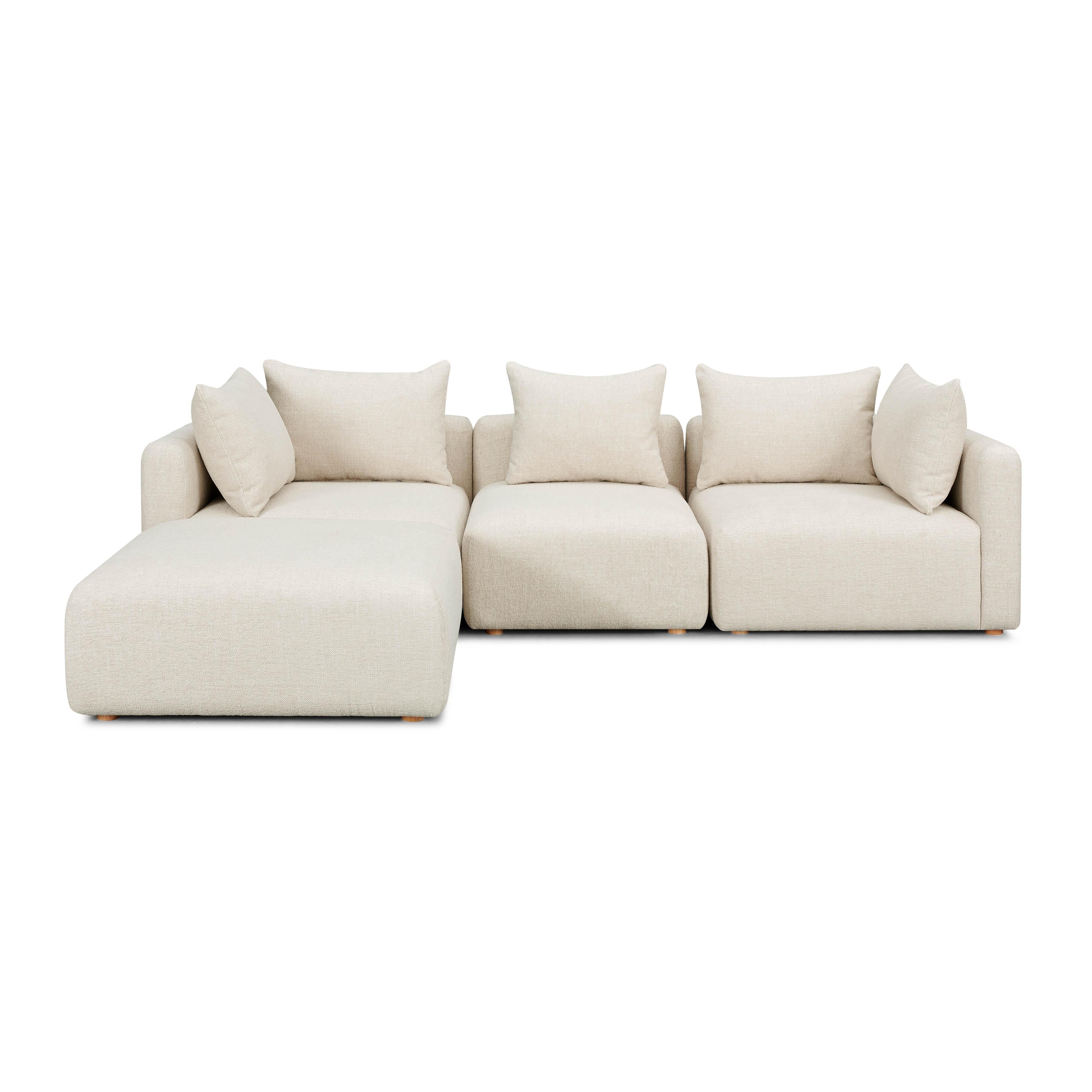 Hangover Cream Heavy Textured Fabric 4-Piece Modular Sectional