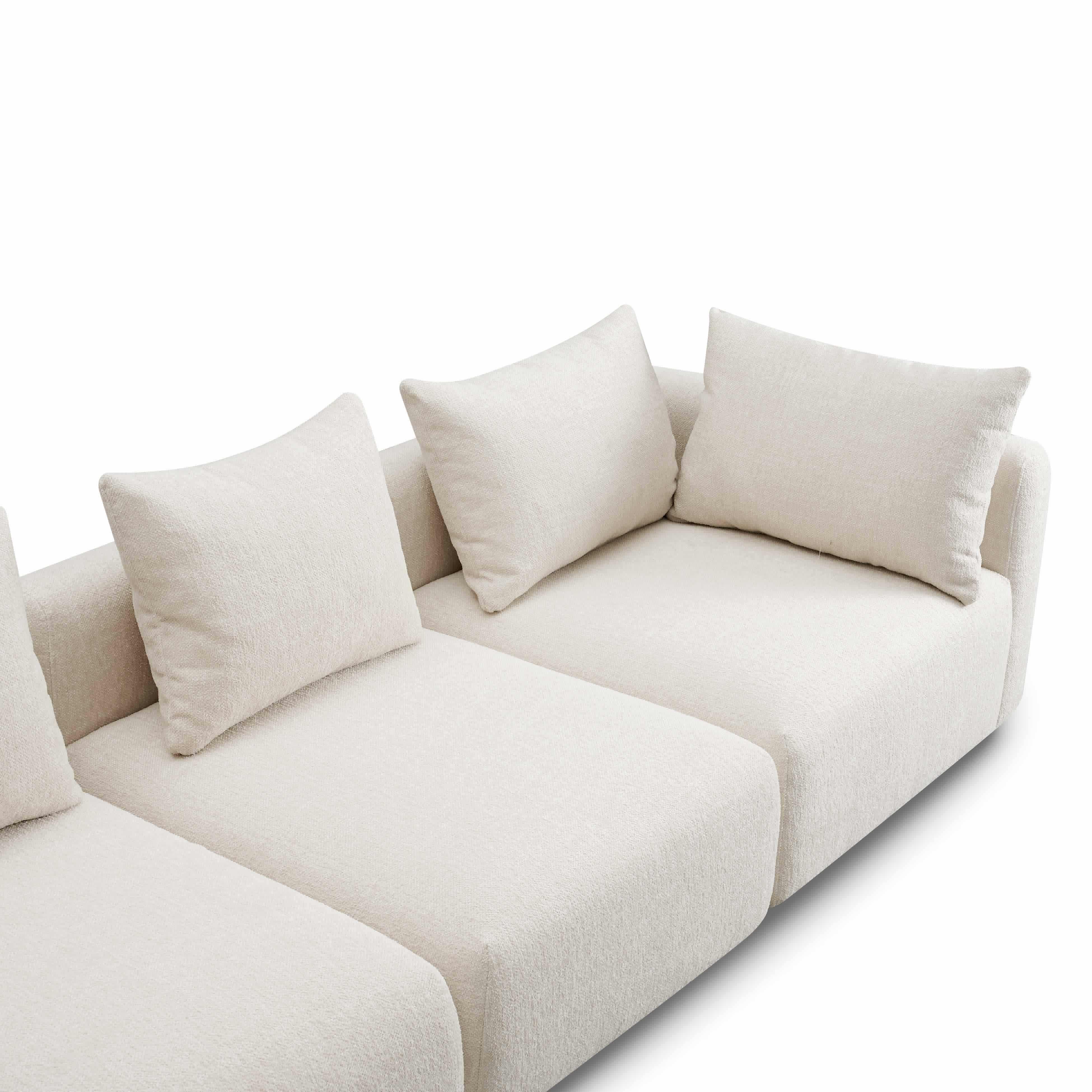 Hangover Cream Heavy Textured Fabric Sofa