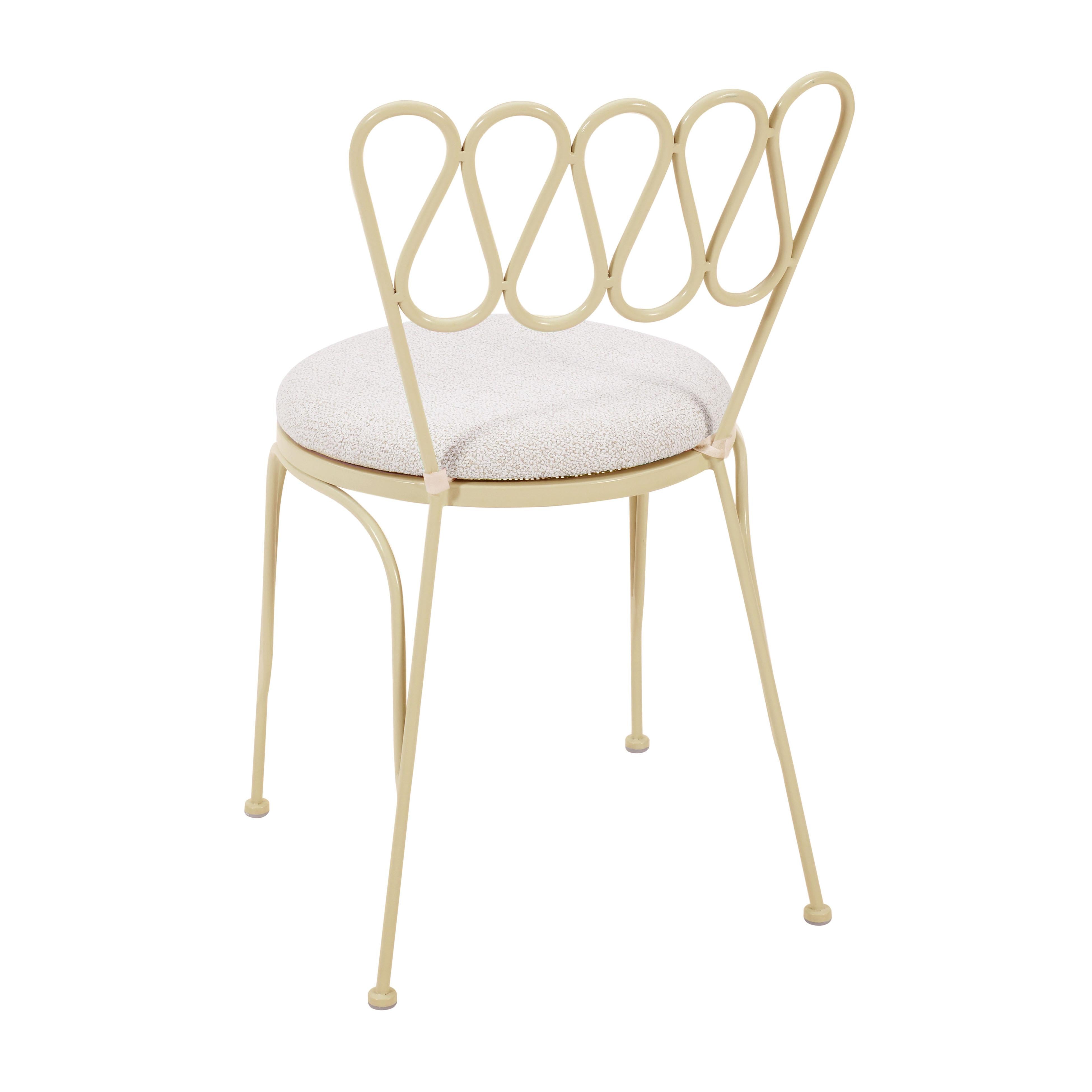 Erica Cream Wrought Iron Outdoor Chair