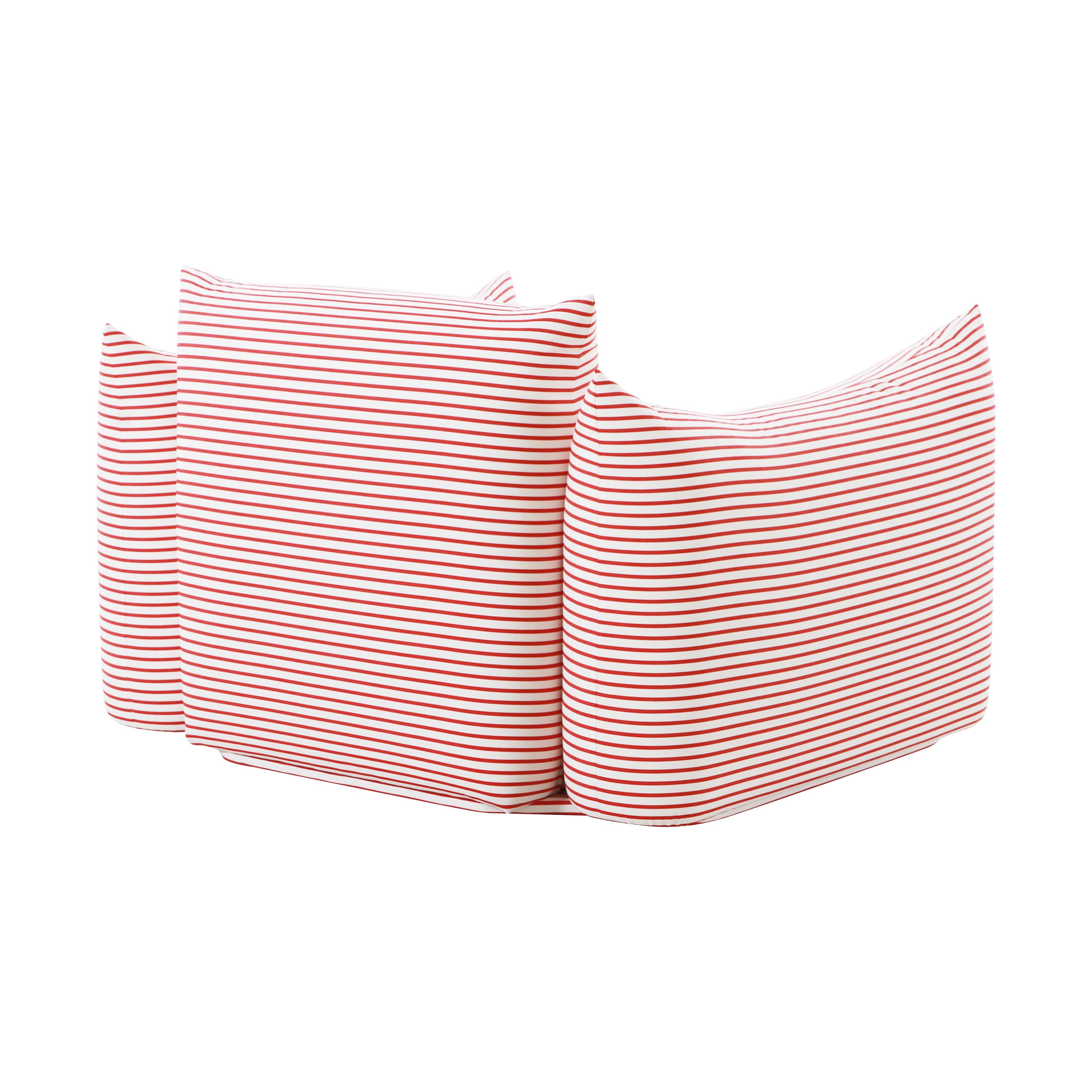 Saint Tropez Pearl and Red Striped Stuffed Outdoor Armchair - UK