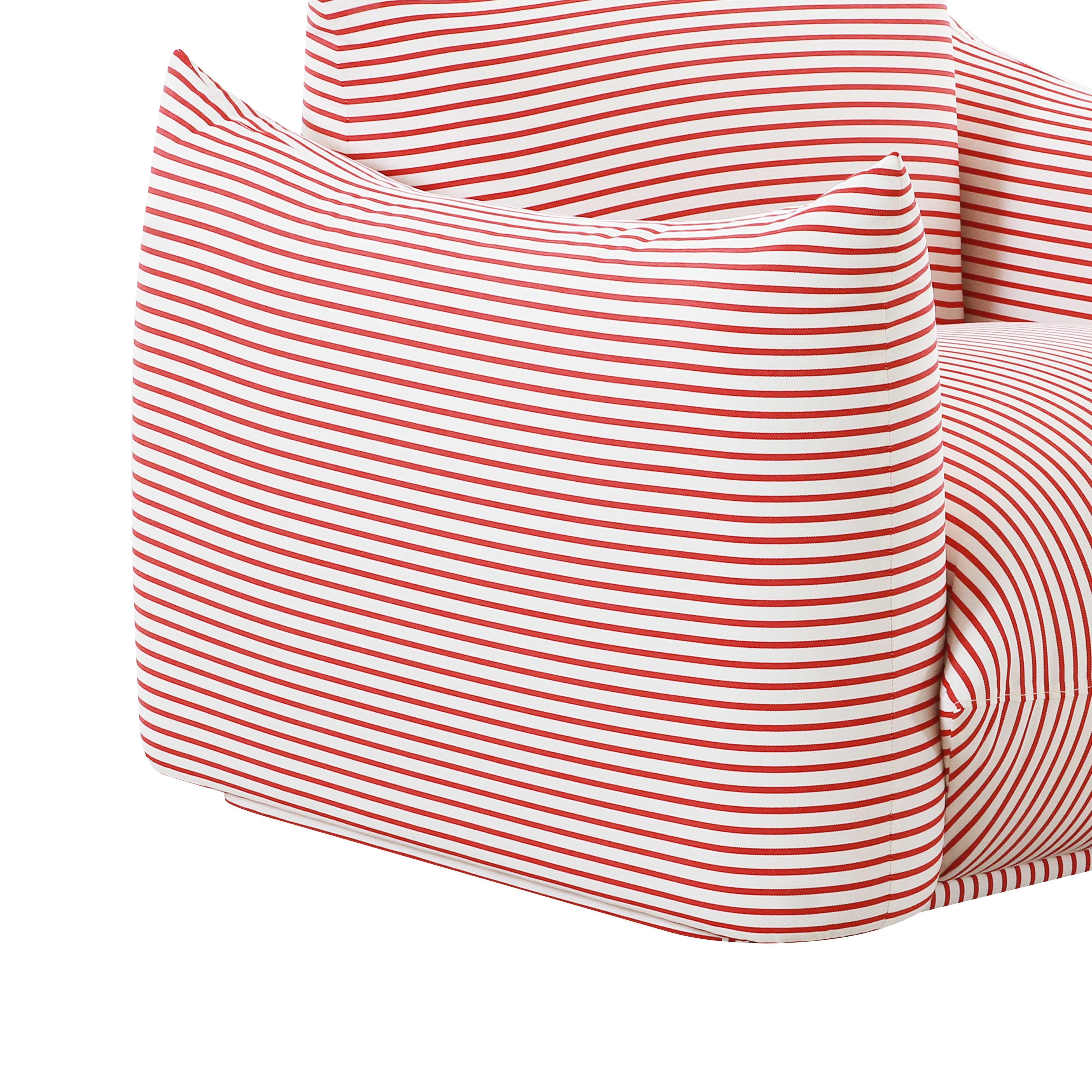 Saint Tropez Pearl and Red Striped Stuffed Outdoor Armchair - UK