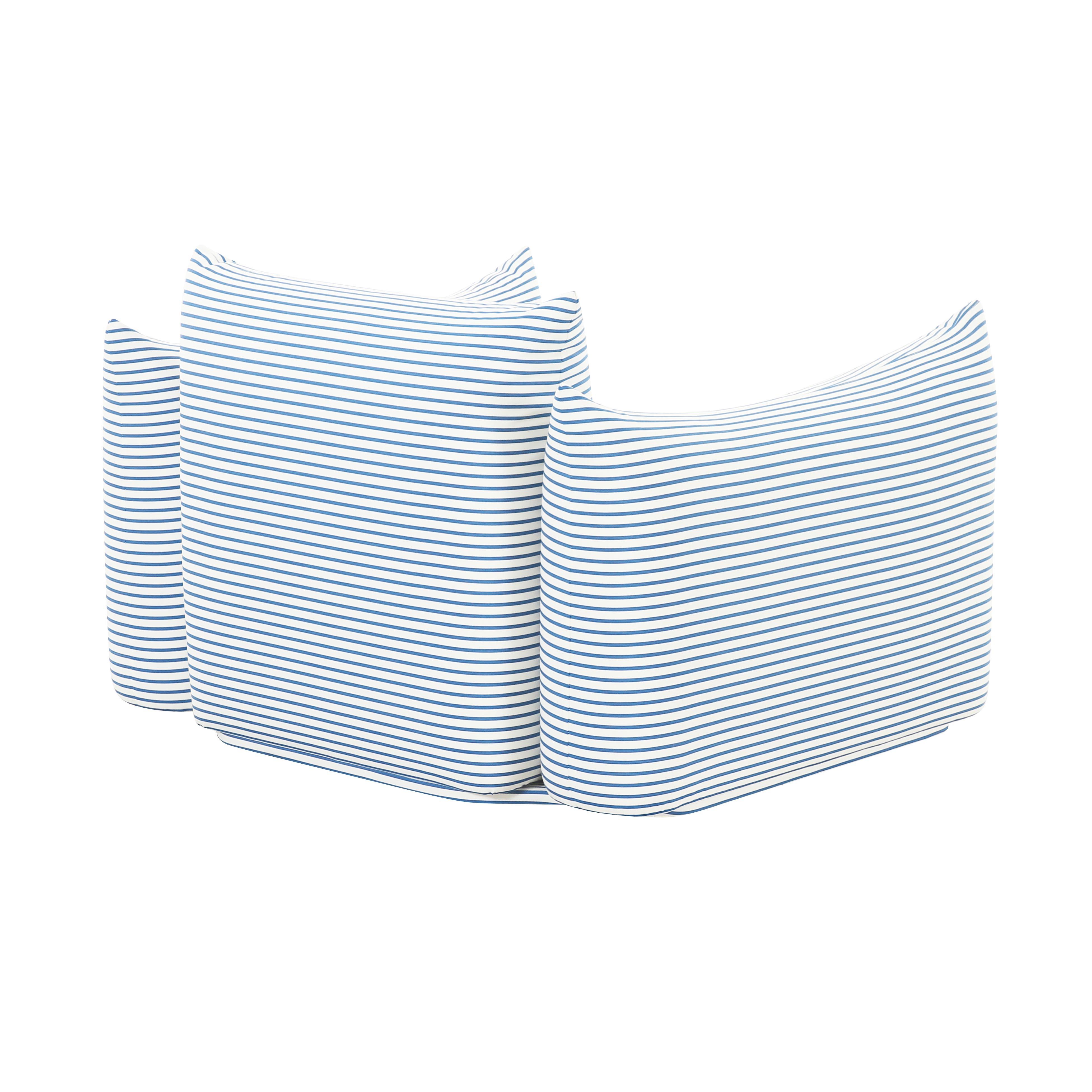 Saint Tropez Pearl and Blue Striped Stuffed Outdoor Armchair - UK