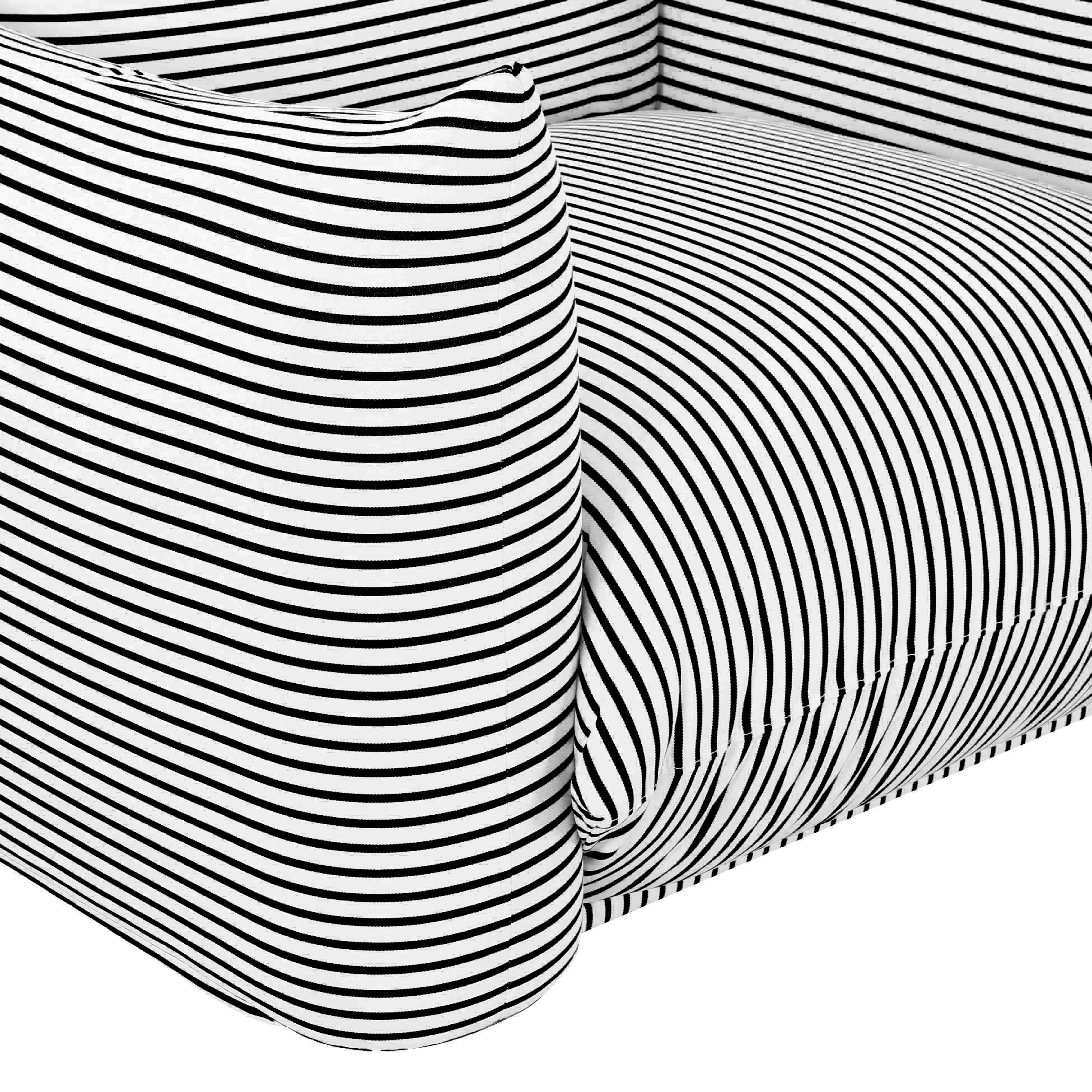 Saint Tropez Pearl and Black Striped Stuffed Outdoor Armchair - UK