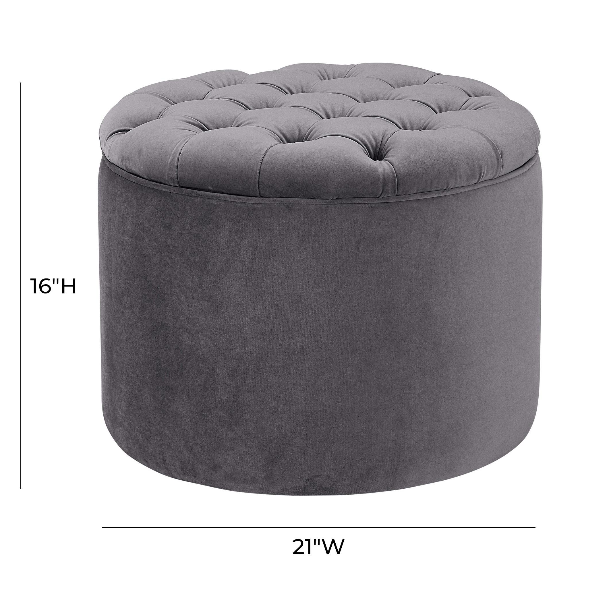 Queen Grey Velvet Storage Ottoman - UK
