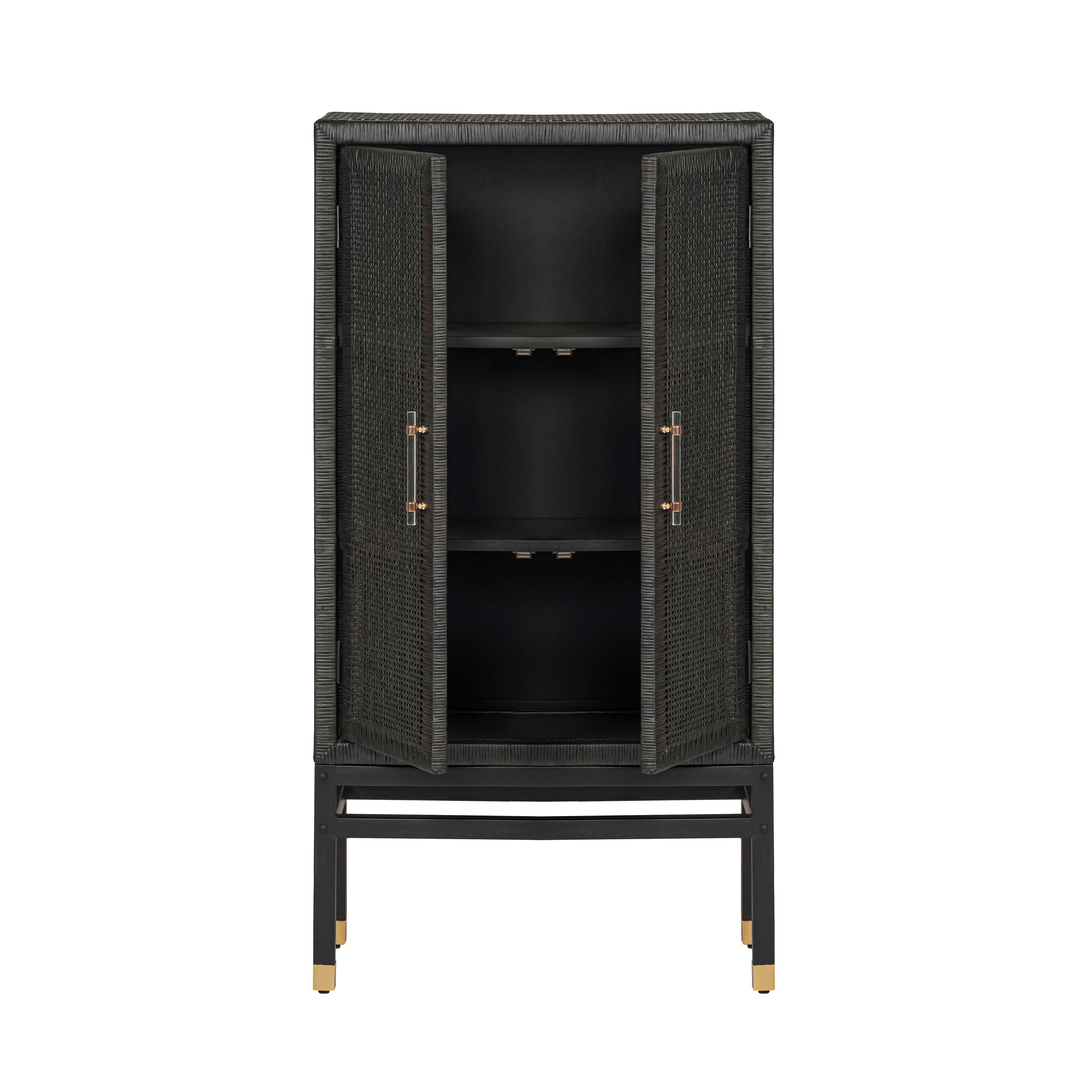 Amara Charcoal Woven Rattan Cabinet