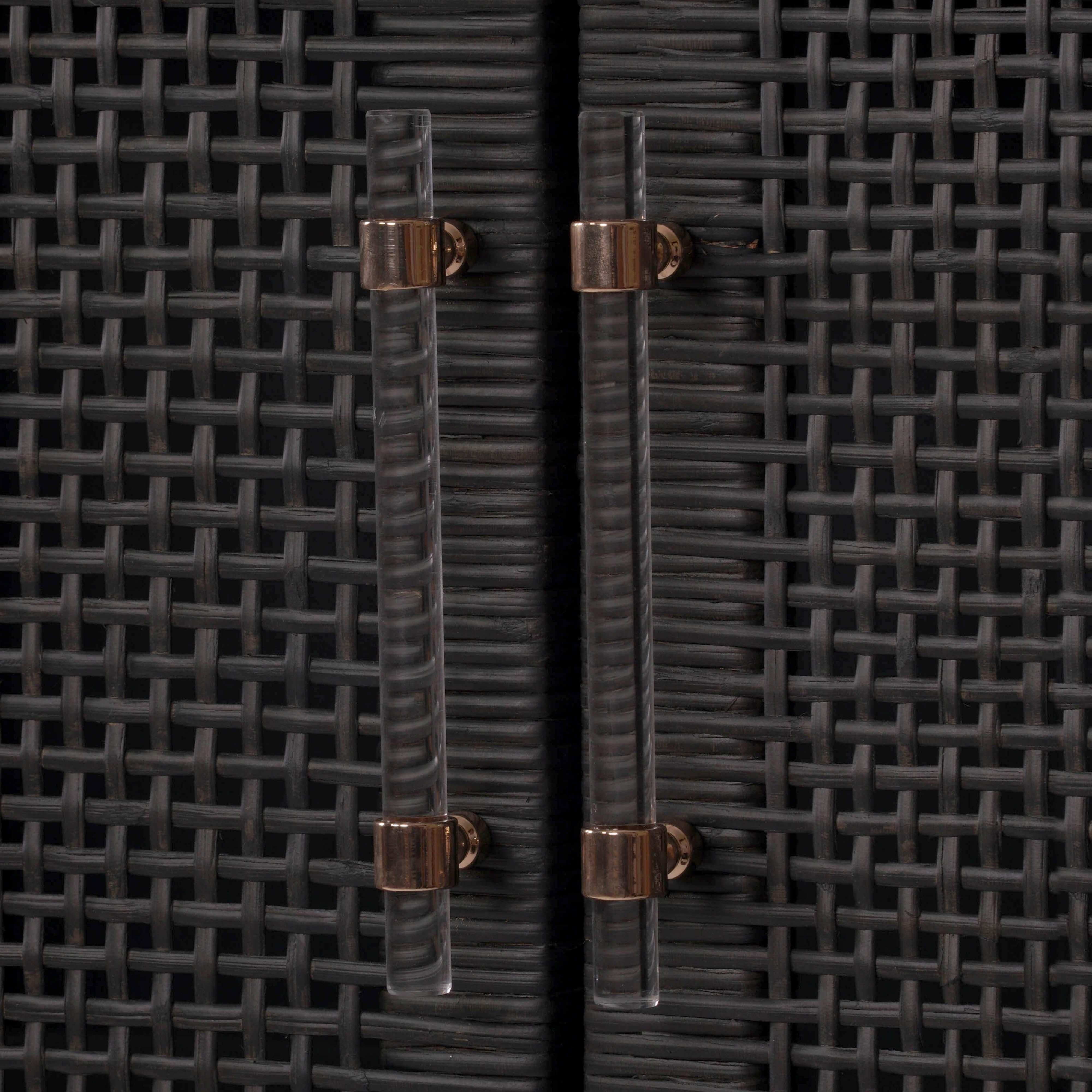 Amara Charcoal Woven Rattan Cabinet