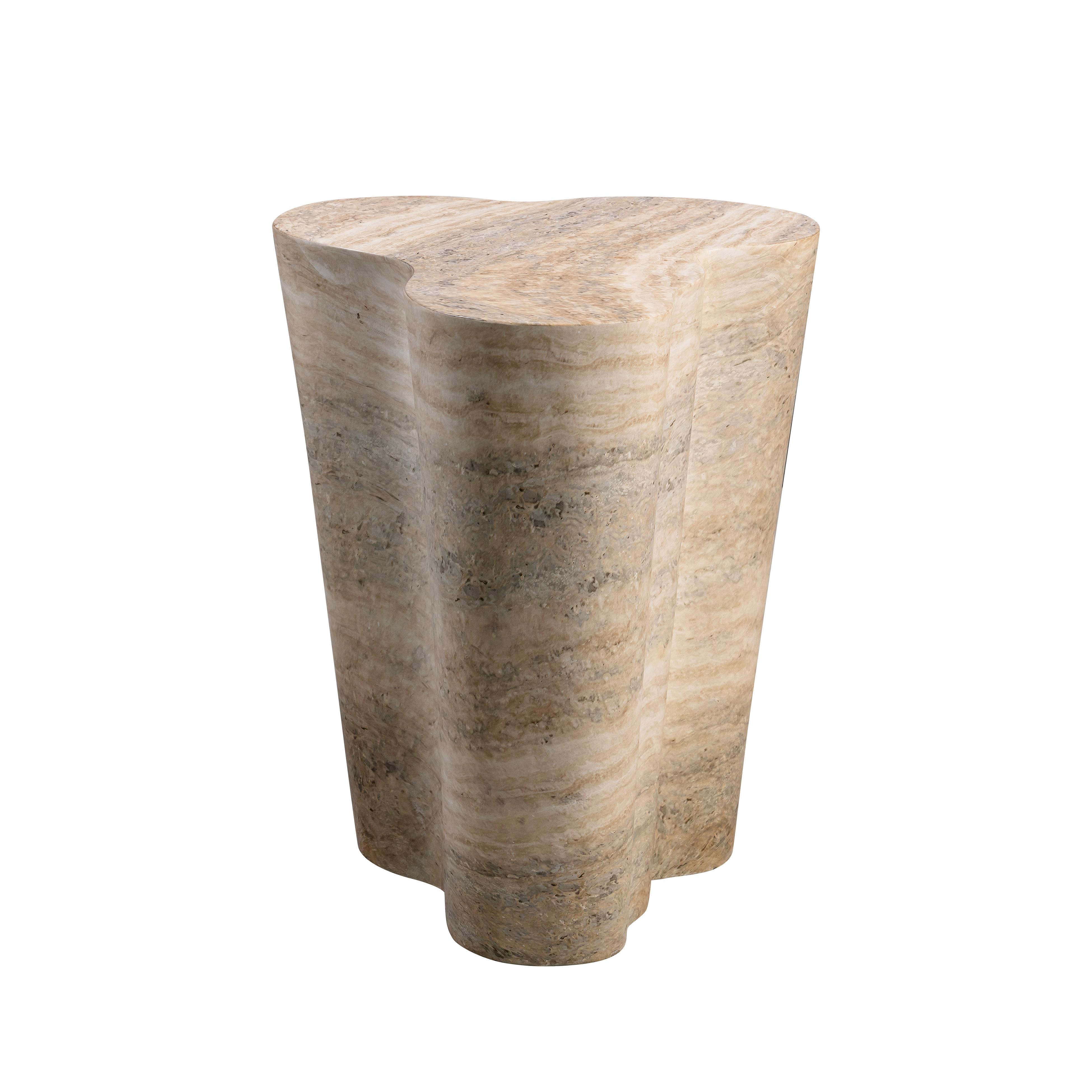 Slab Faux Travertine Tall Side Table - UK