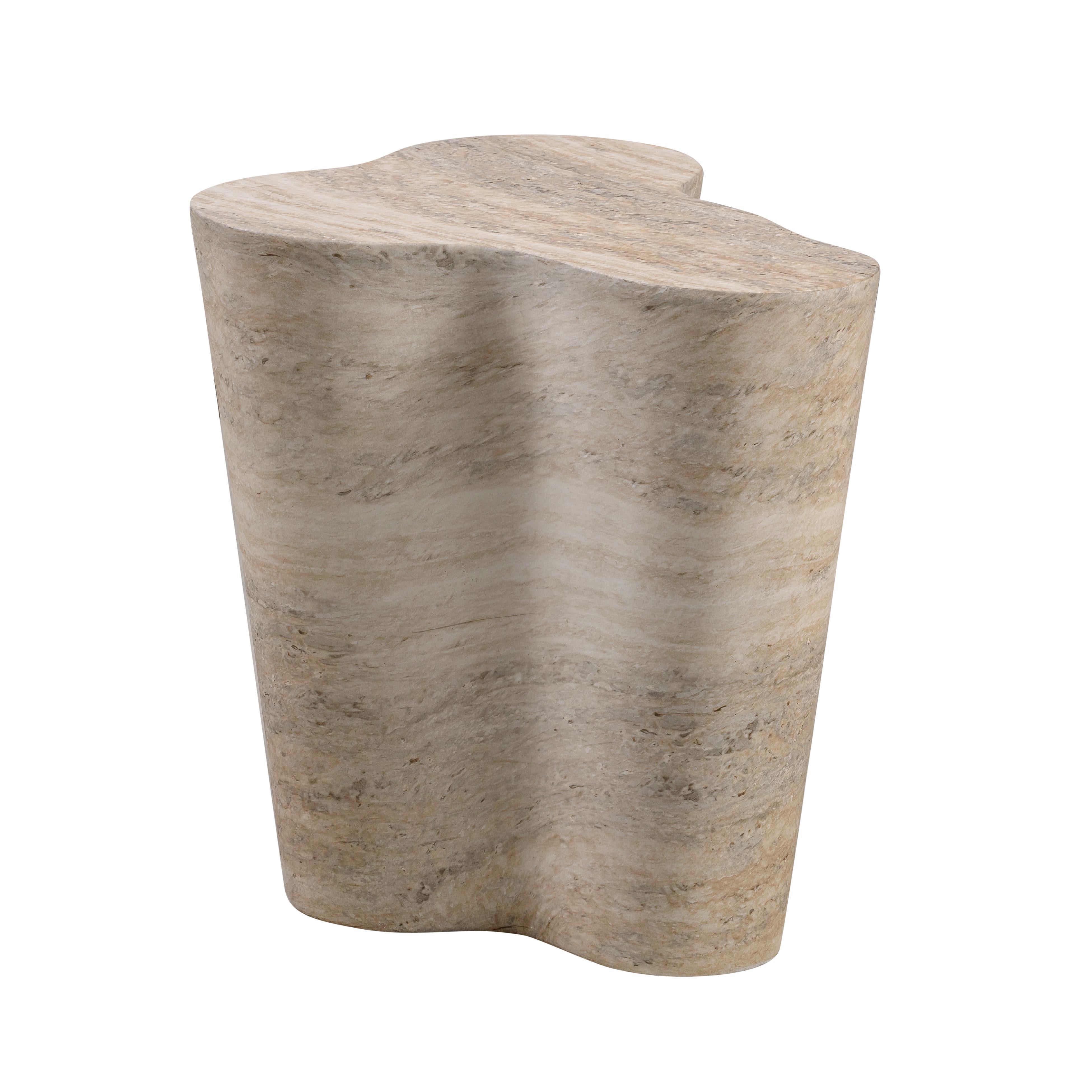 Slab Faux Travertine Short Side Table - UK