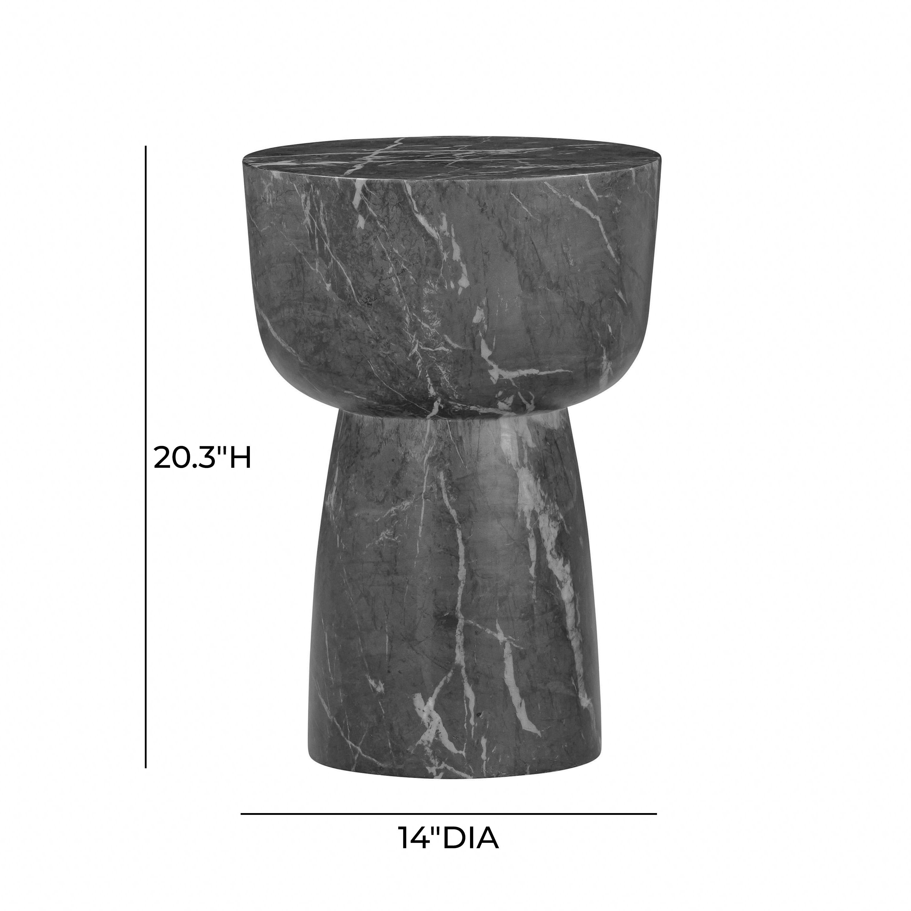 Charra Black Faux Marble Indoor/Outdoor Side Table