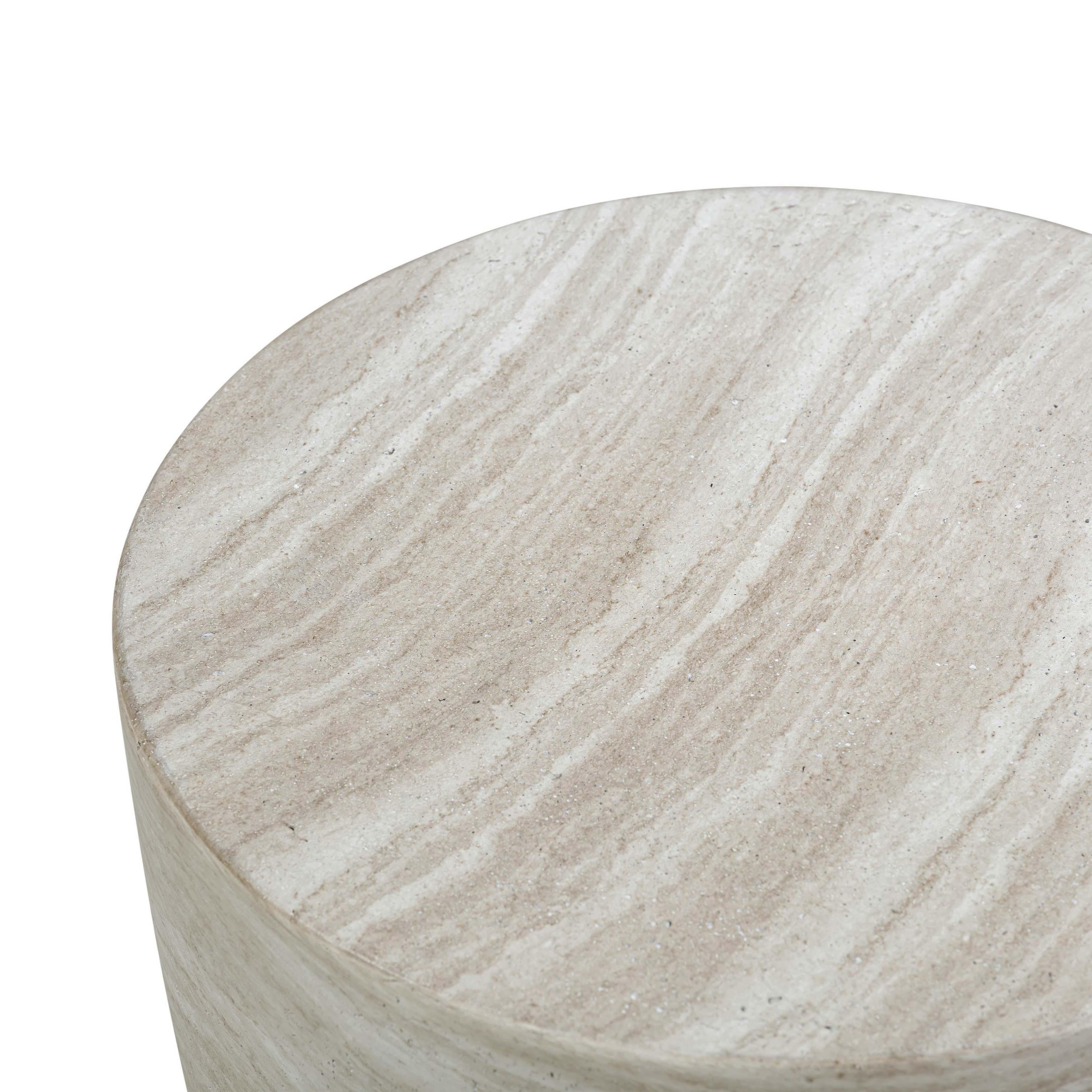 Charra Faux Travertine Indoor/Outdoor Side Table