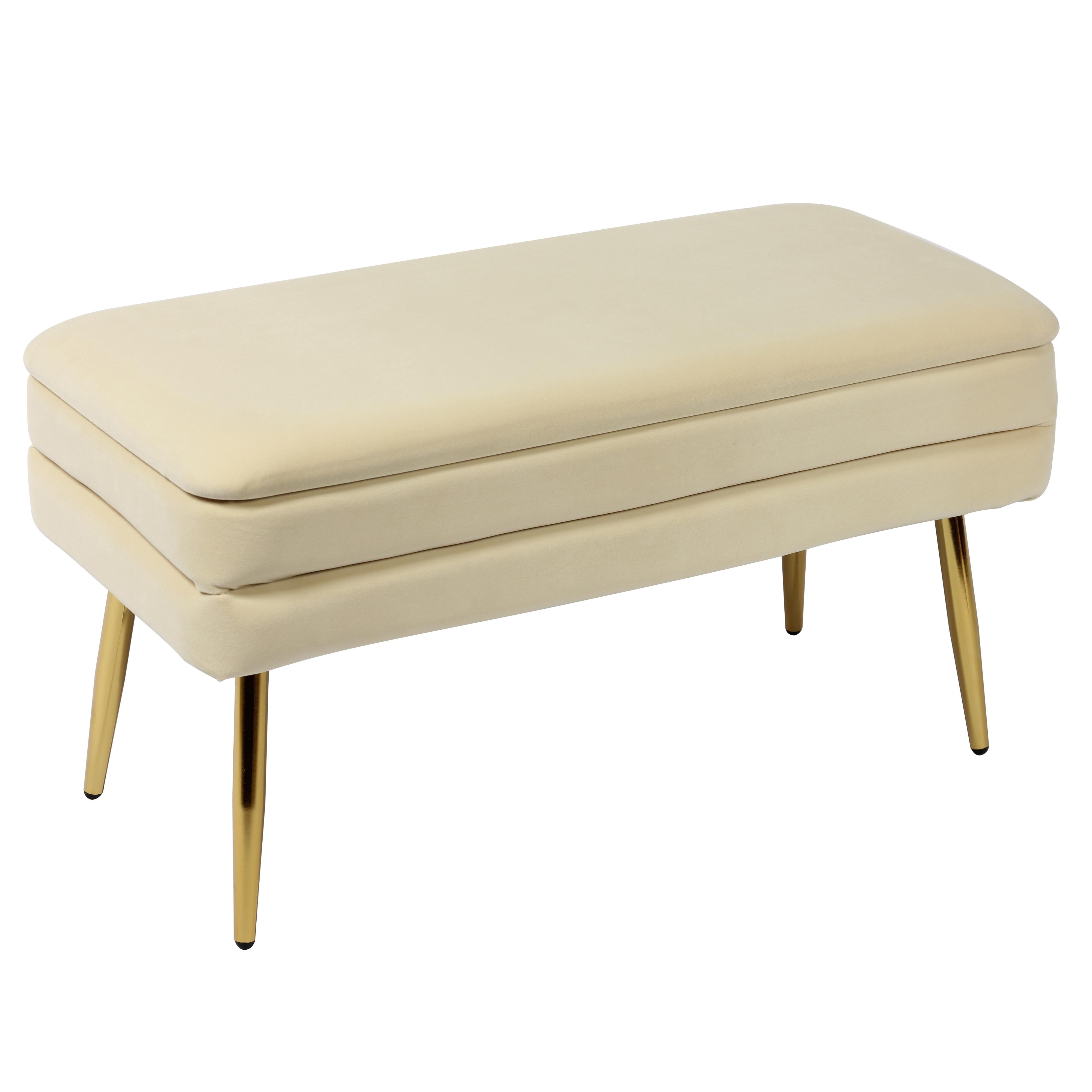 Ziva Cream Velvet Storage Bench