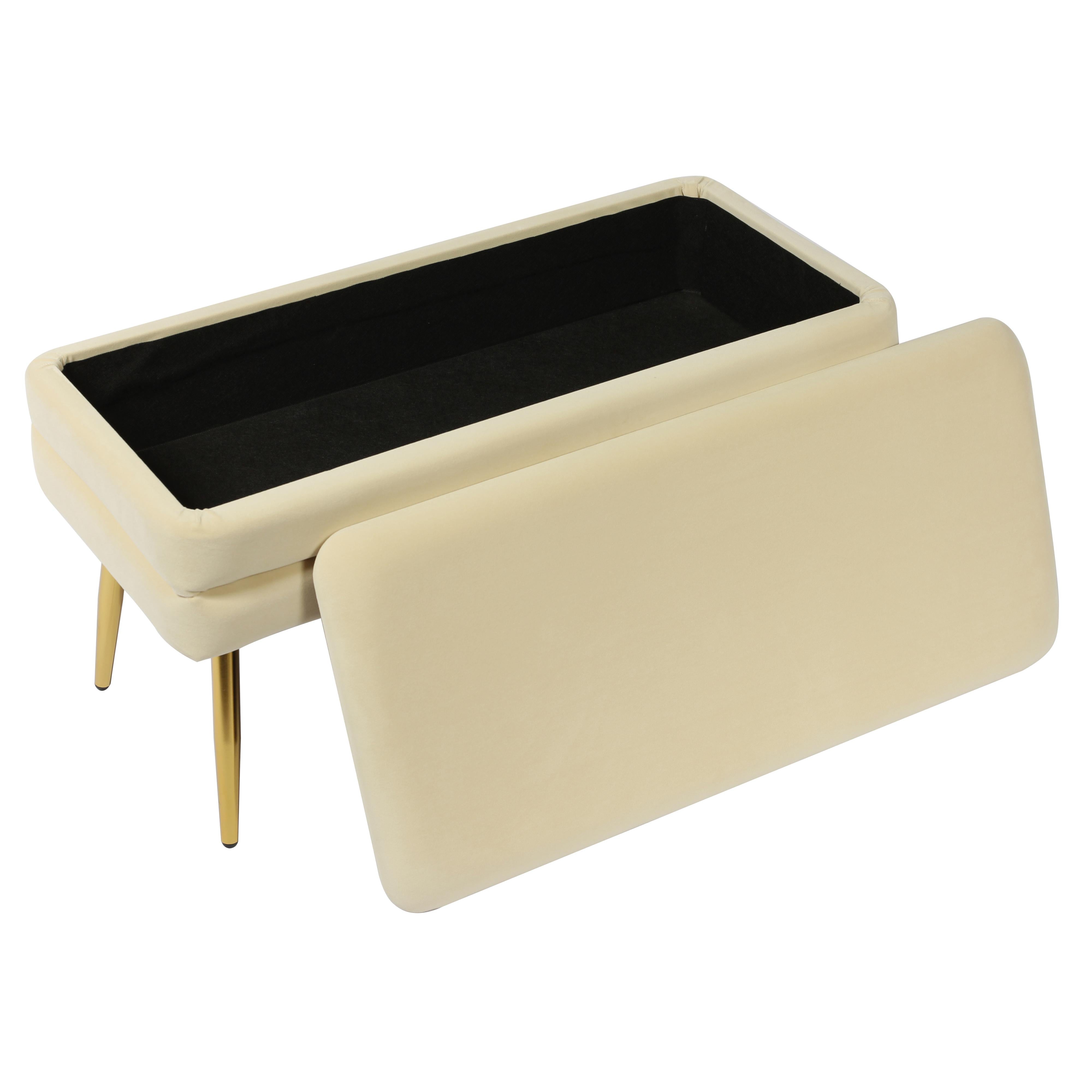 Ziva Cream Velvet Storage Bench