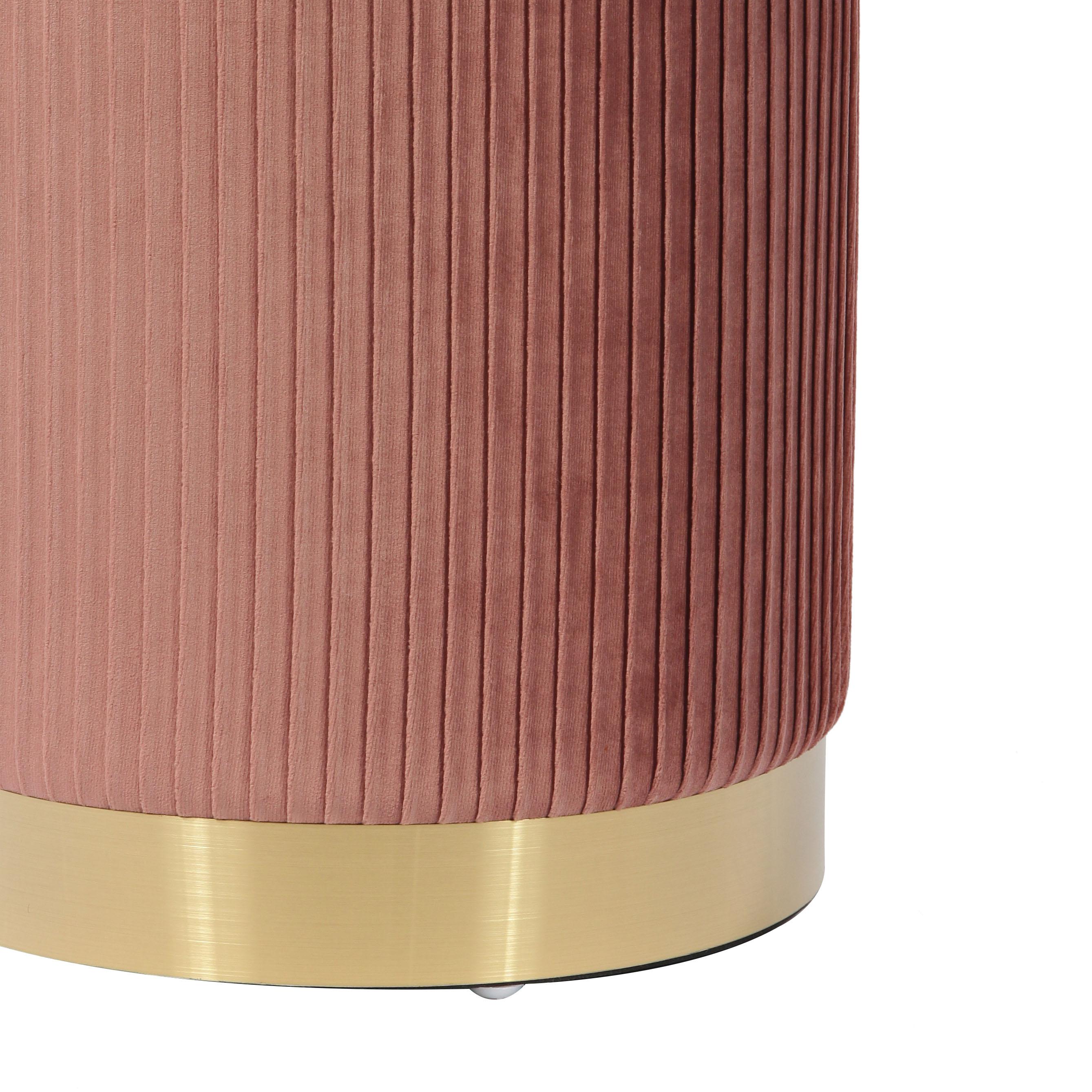 Zoe Blush Velvet Storage Ottoman
