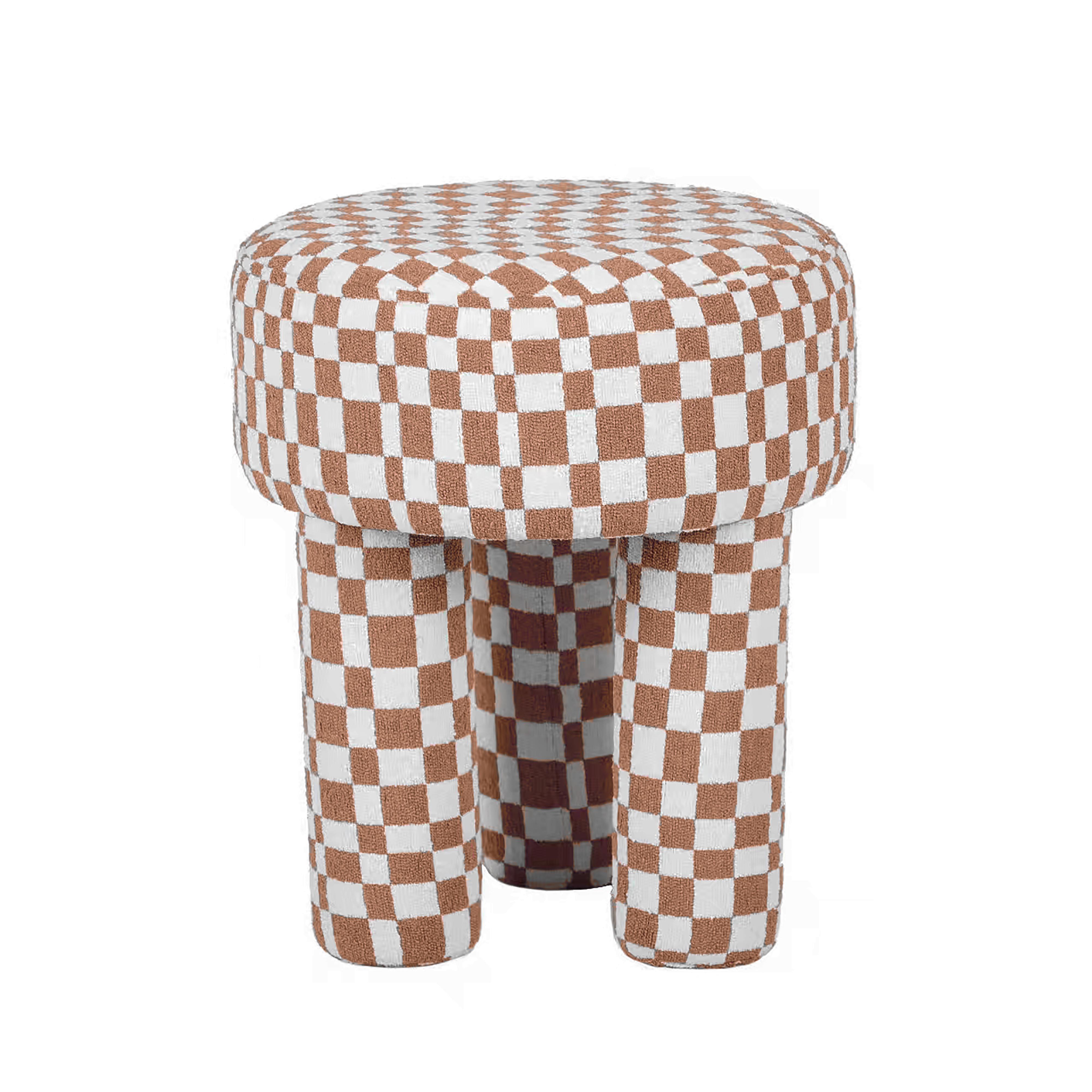Claire Brown Checkered Boucle Stool - UK
