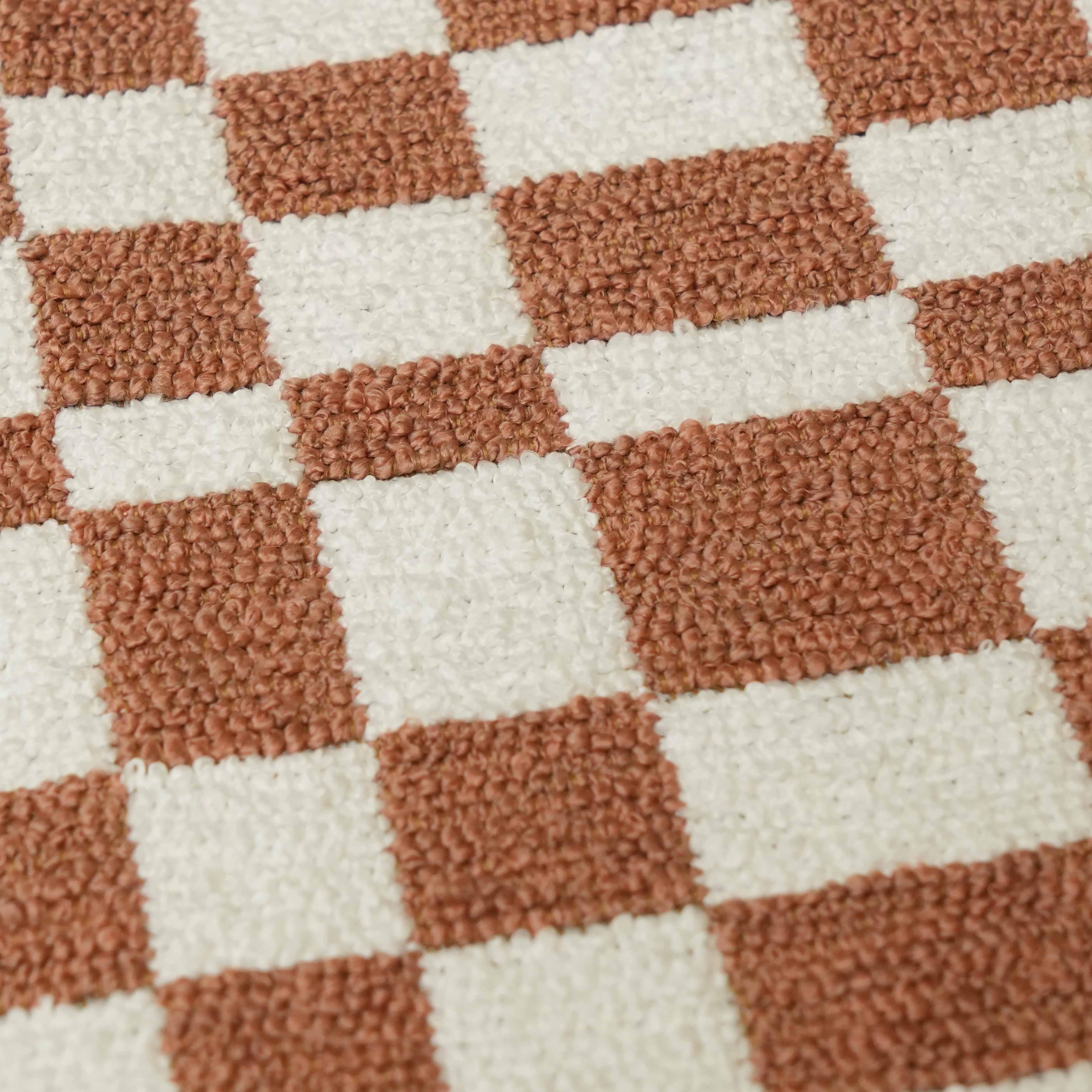 Claire Brown Checkered Boucle Stool - UK