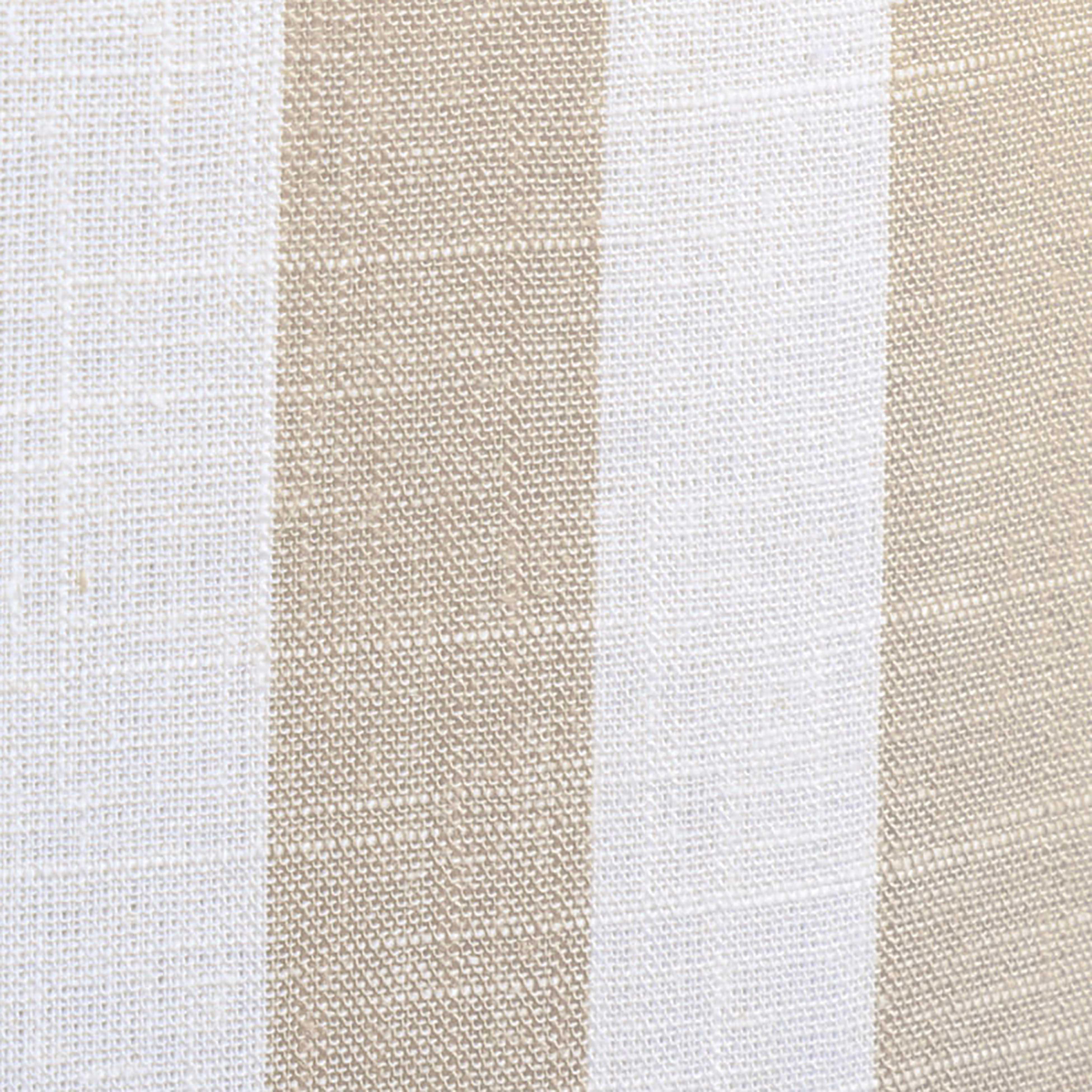 Dex Beige Striped Linen Ottoman