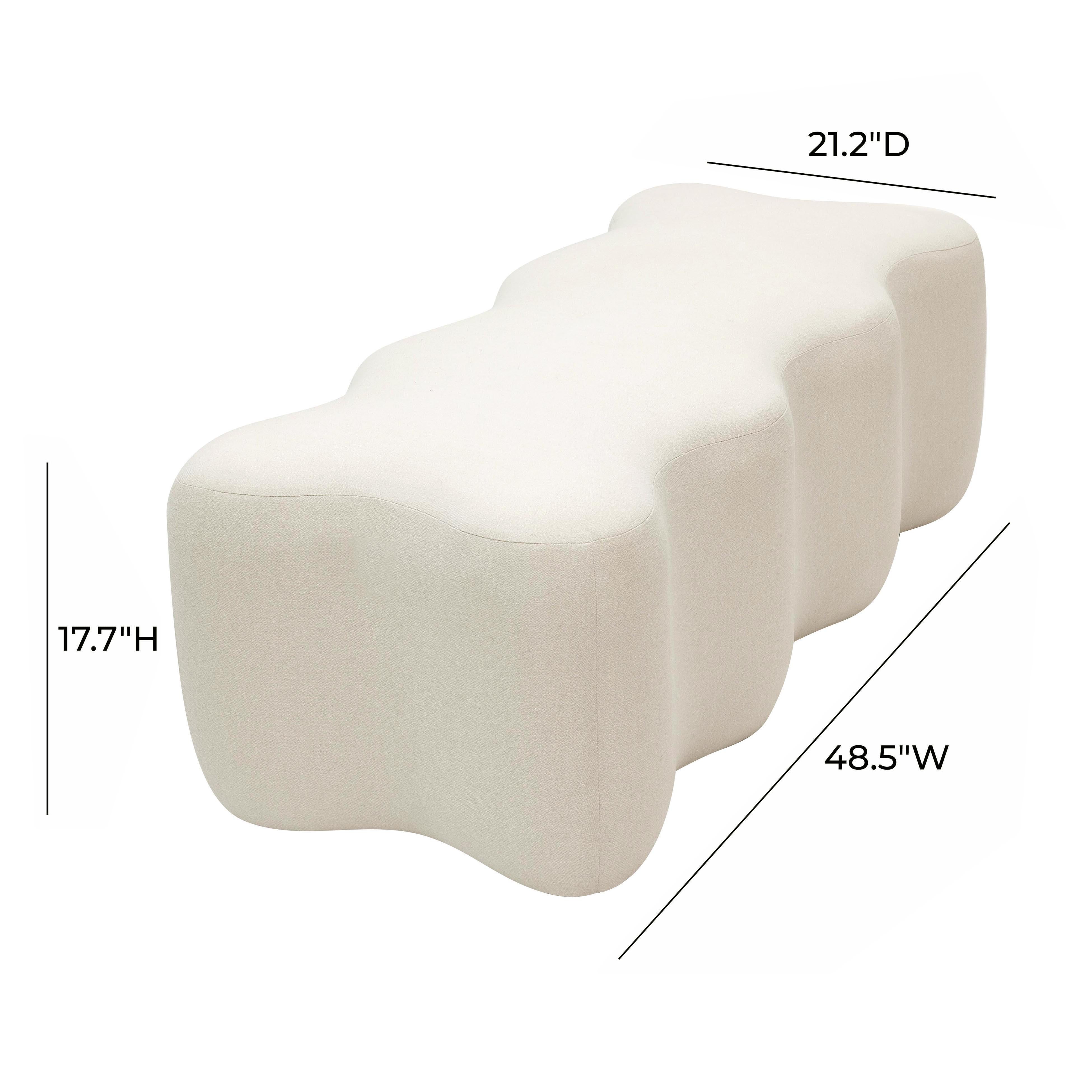 Archie Upholstered Bench in Cream Linen - UK